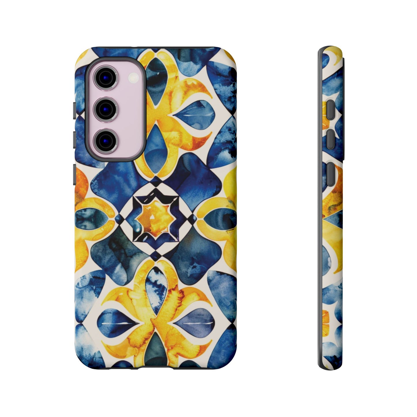 Kaleidoscope Art Phone Case - Bold Blue & Gold Geometric Design | Statement Maker Tough Case