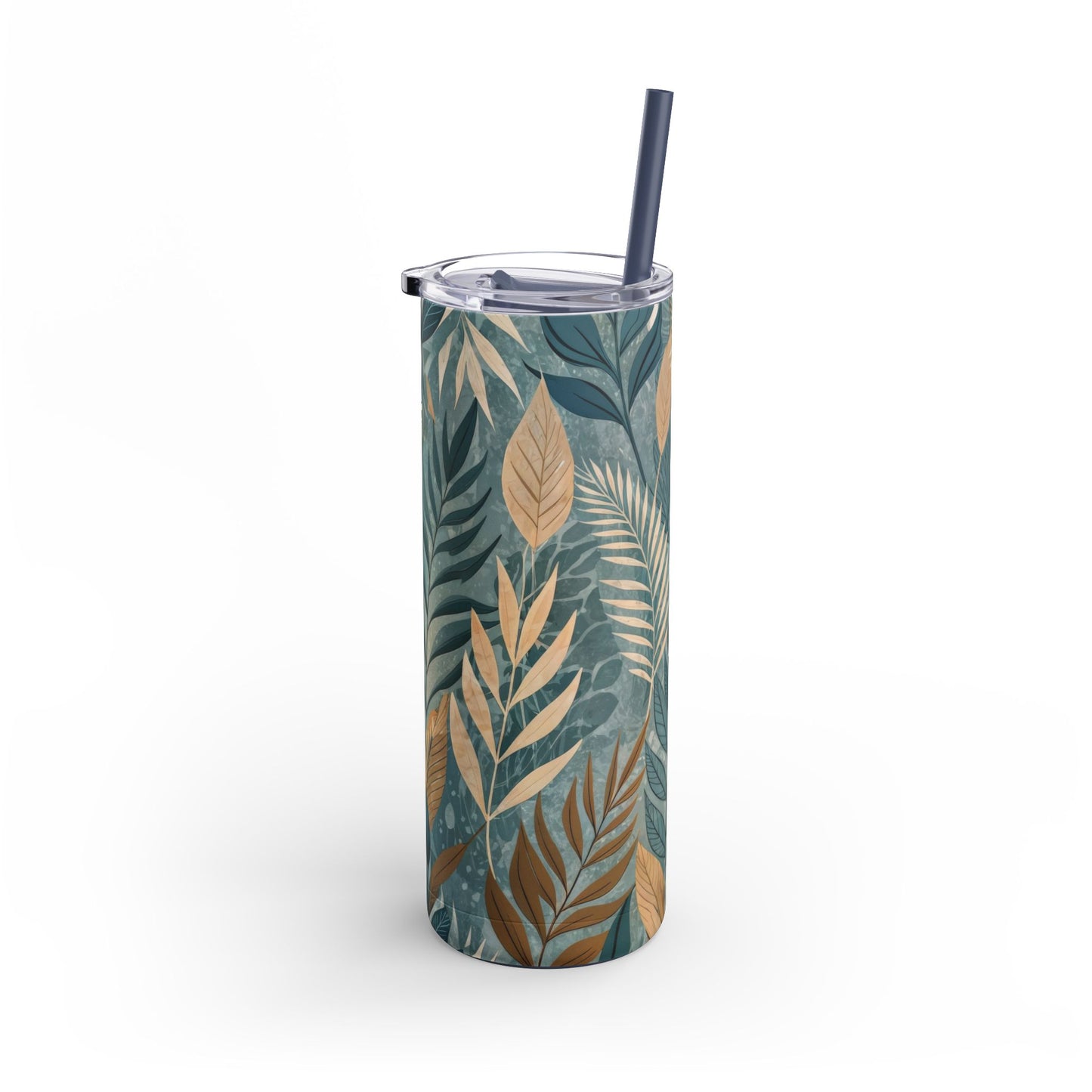 Boho Leaves Matte Skinny Tumbler – 20oz Insulated Drinkware with Plant-Lover Style