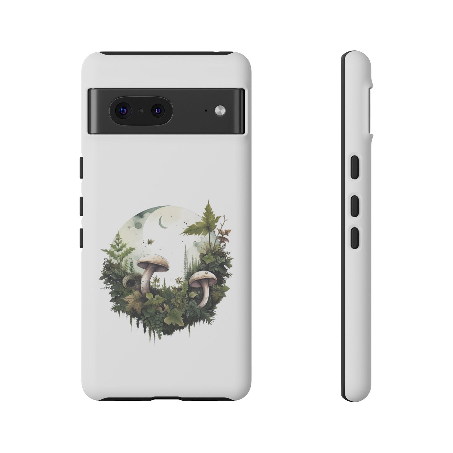 Moonlit Mushroom Tough Phone Case – Minimalist Forest Magic