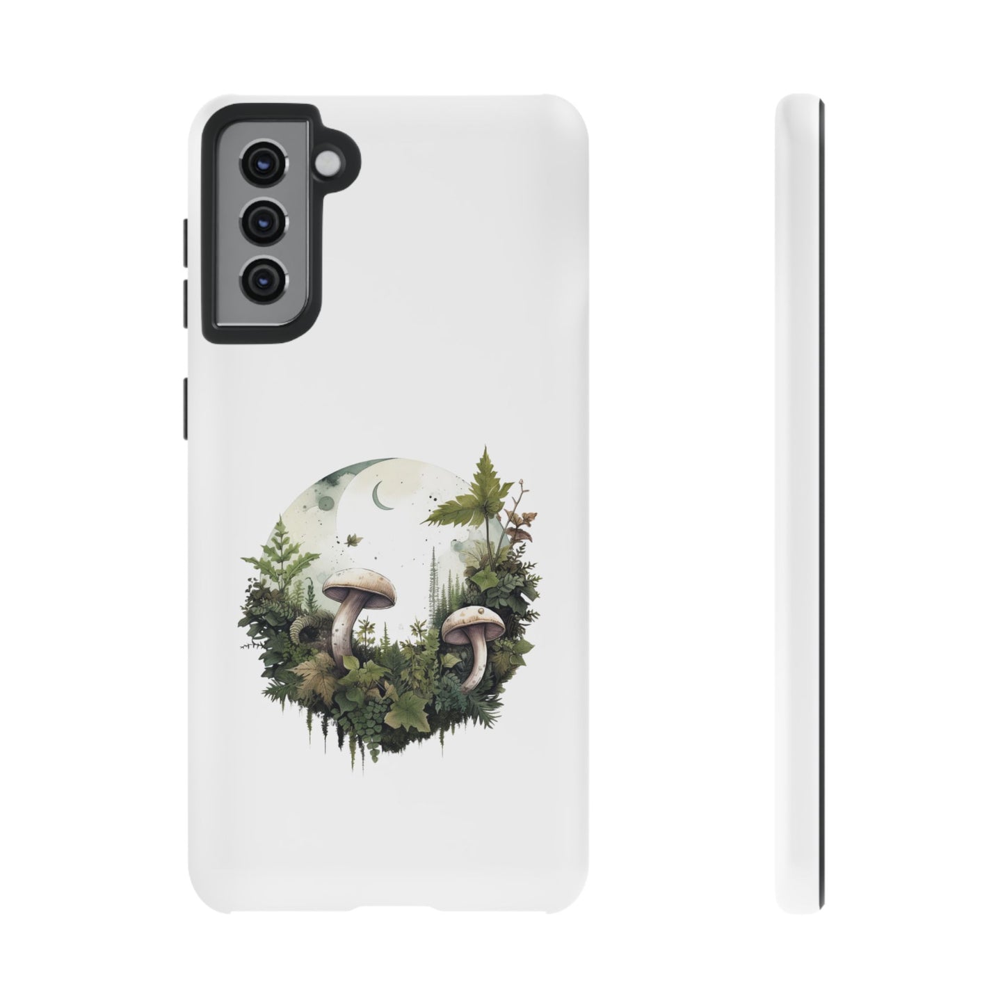 Moonlit Mushroom Tough Phone Case – Minimalist Forest Magic