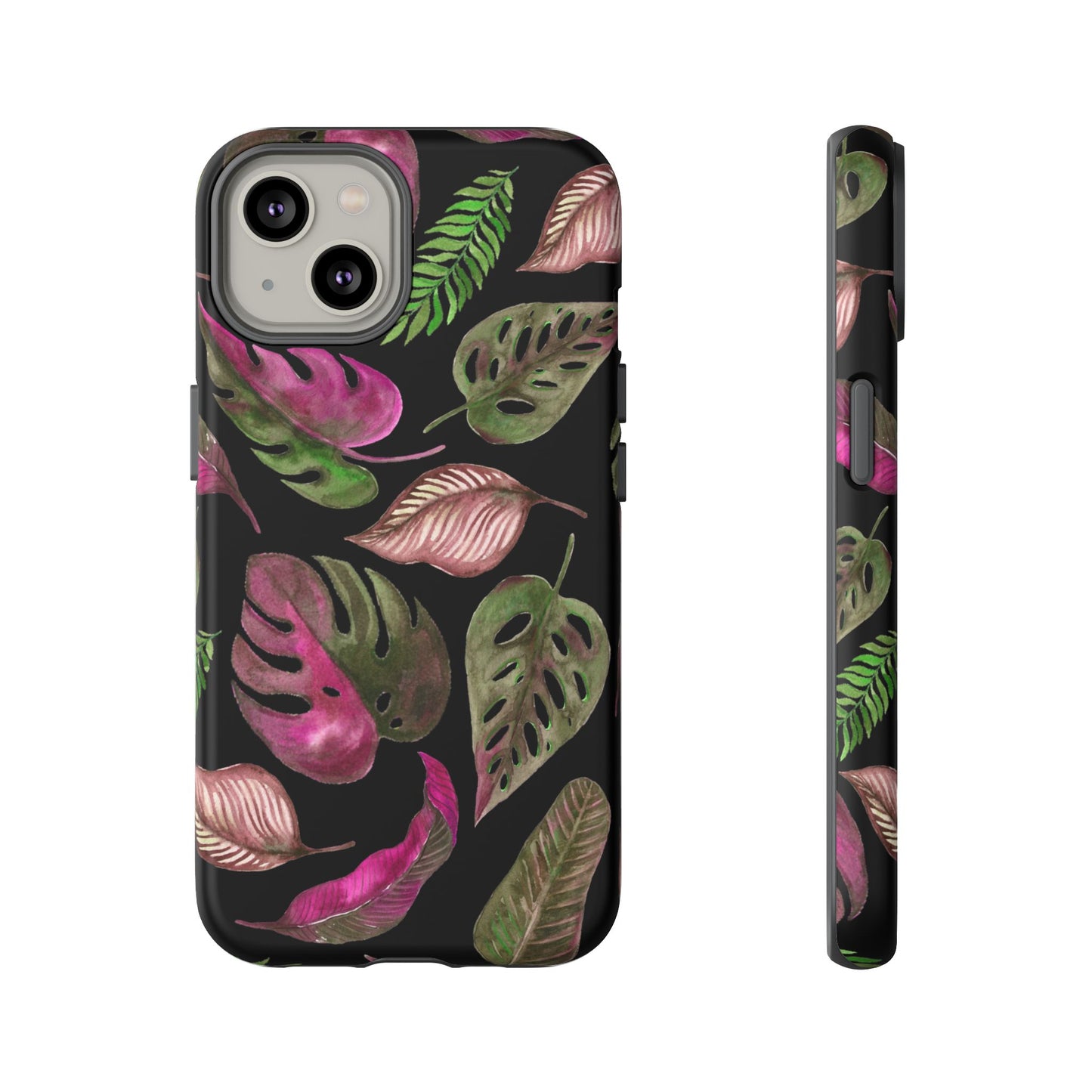 Pink & Black Tropical Leaves - Tough Case