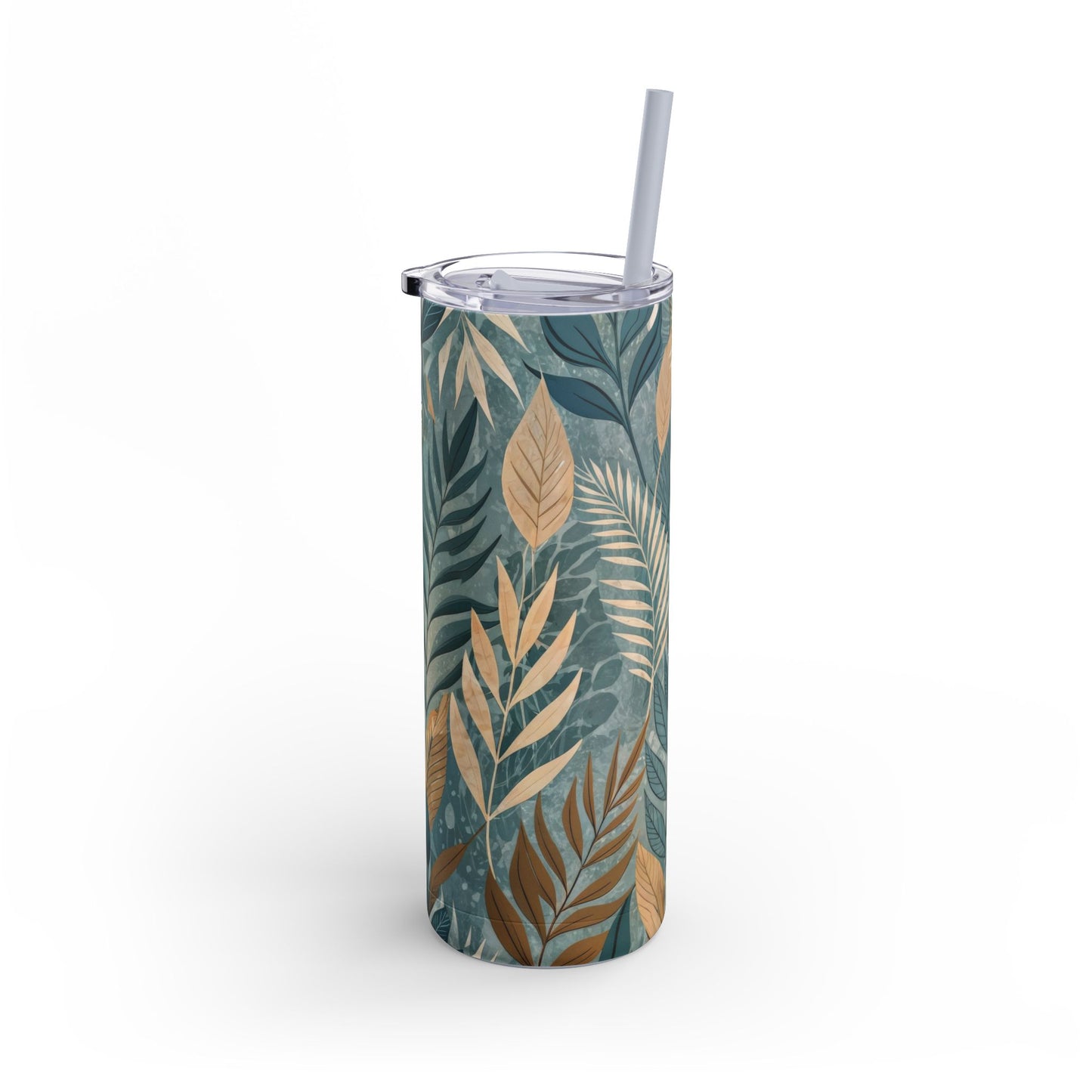 Boho Leaves Matte Skinny Tumbler – 20oz Insulated Drinkware with Plant-Lover Style