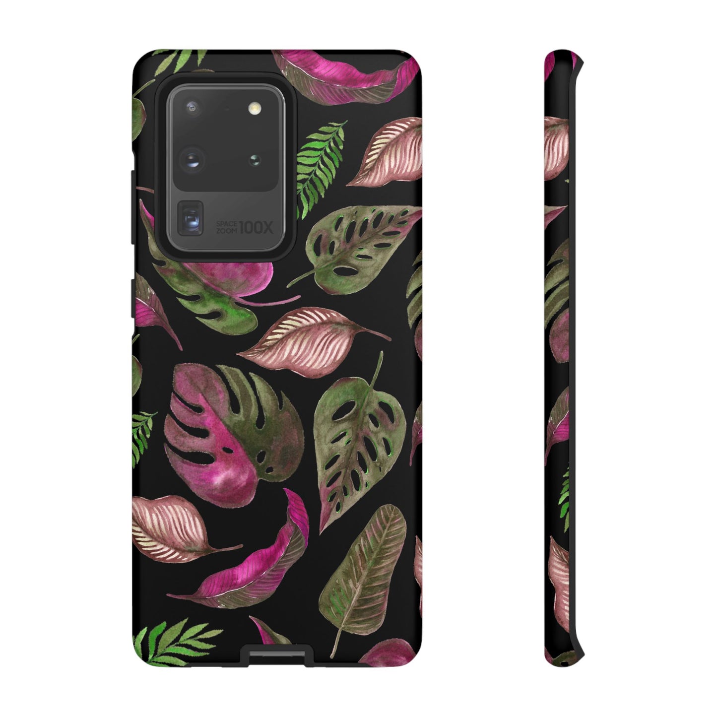 Pink & Black Tropical Leaves - Tough Case