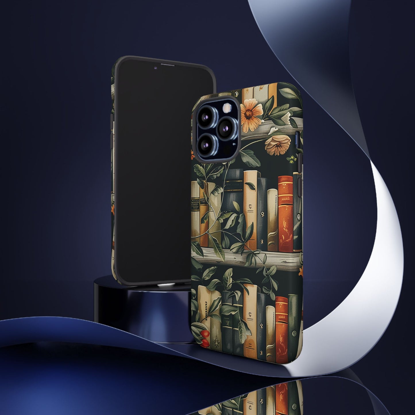 Cozy Bookshelf & Floral Tough Phone Case – Protective & Aesthetic for Book Lovers