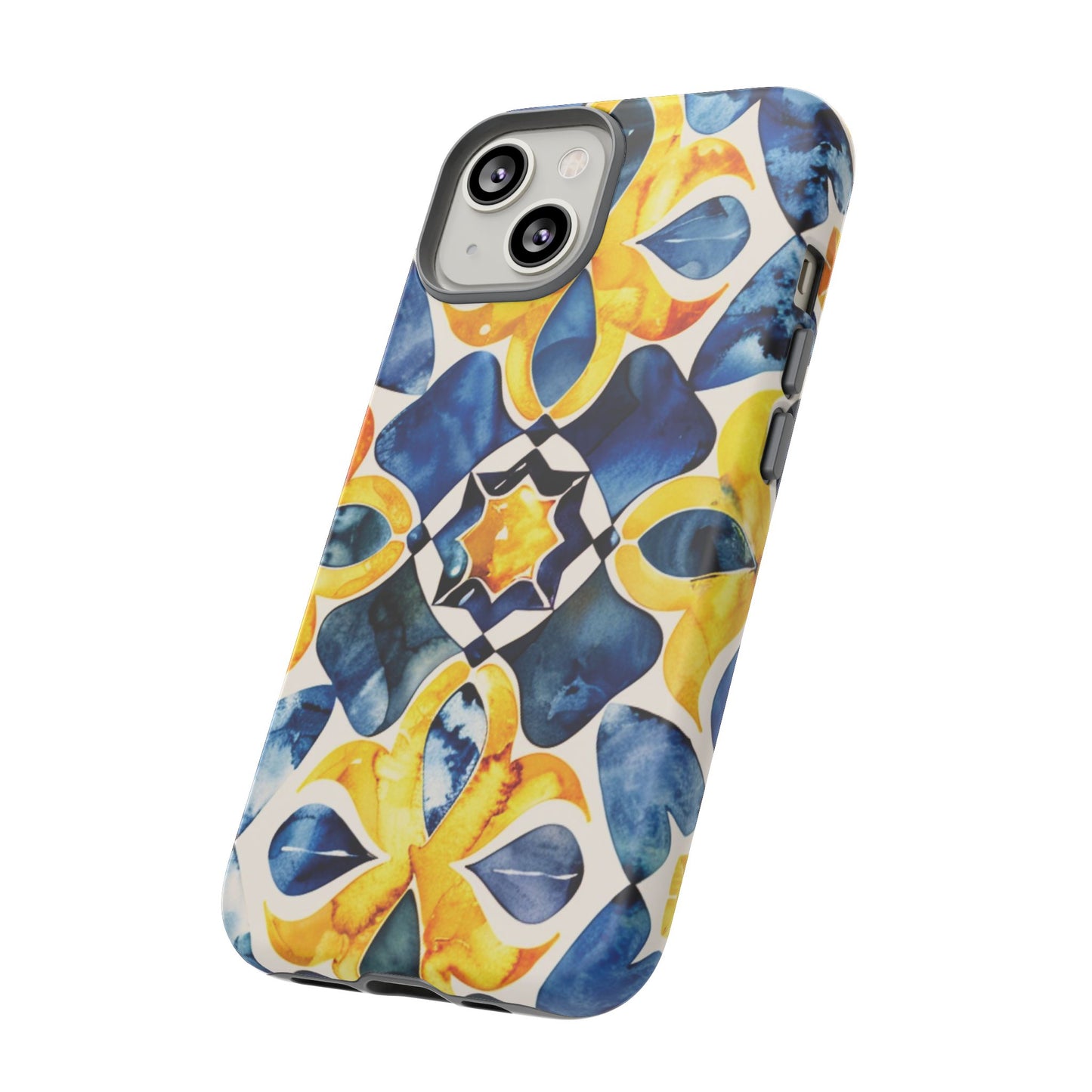 Kaleidoscope Art Phone Case - Bold Blue & Gold Geometric Design | Statement Maker Tough Case