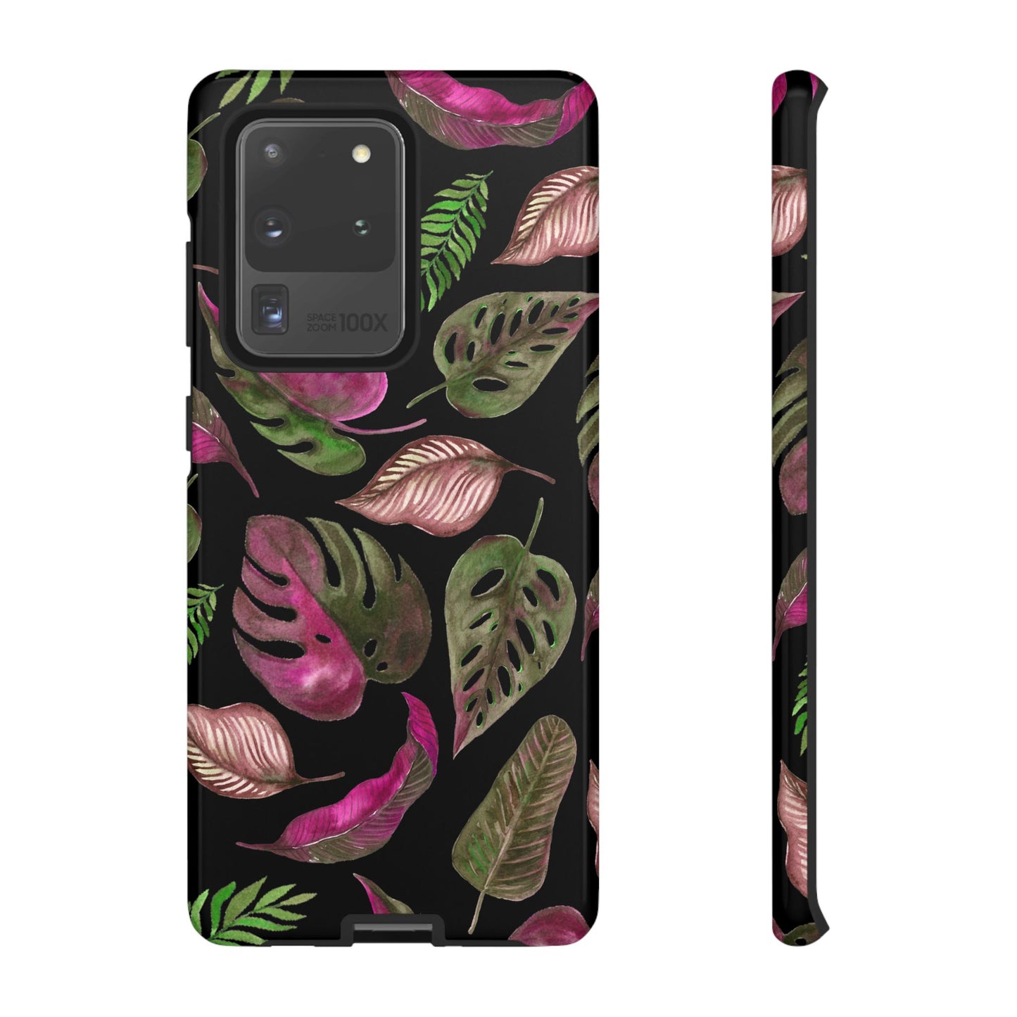 Pink & Black Tropical Leaves - Tough Case