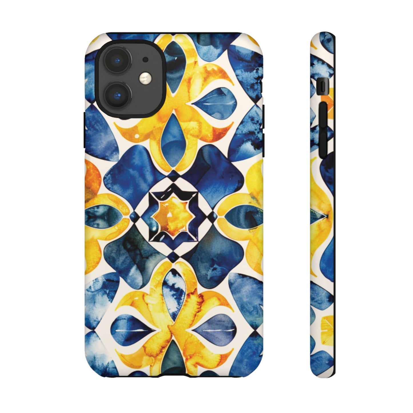 Kaleidoscope Art Phone Case - Bold Blue & Gold Geometric Design | Statement Maker Tough Case