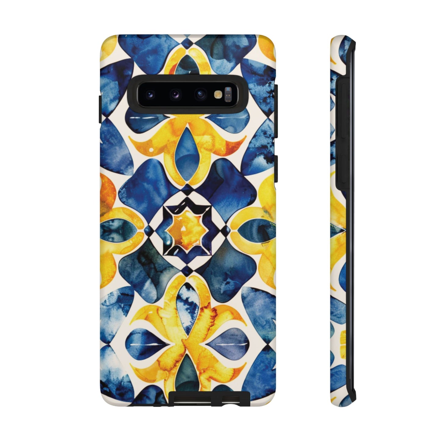 Kaleidoscope Art Phone Case - Bold Blue & Gold Geometric Design | Statement Maker Tough Case