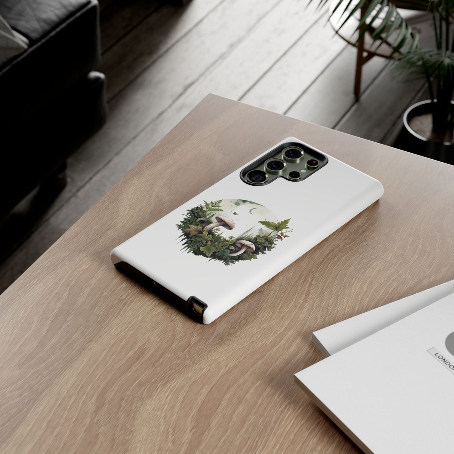 Moonlit Mushroom Tough Phone Case – Minimalist Forest Magic