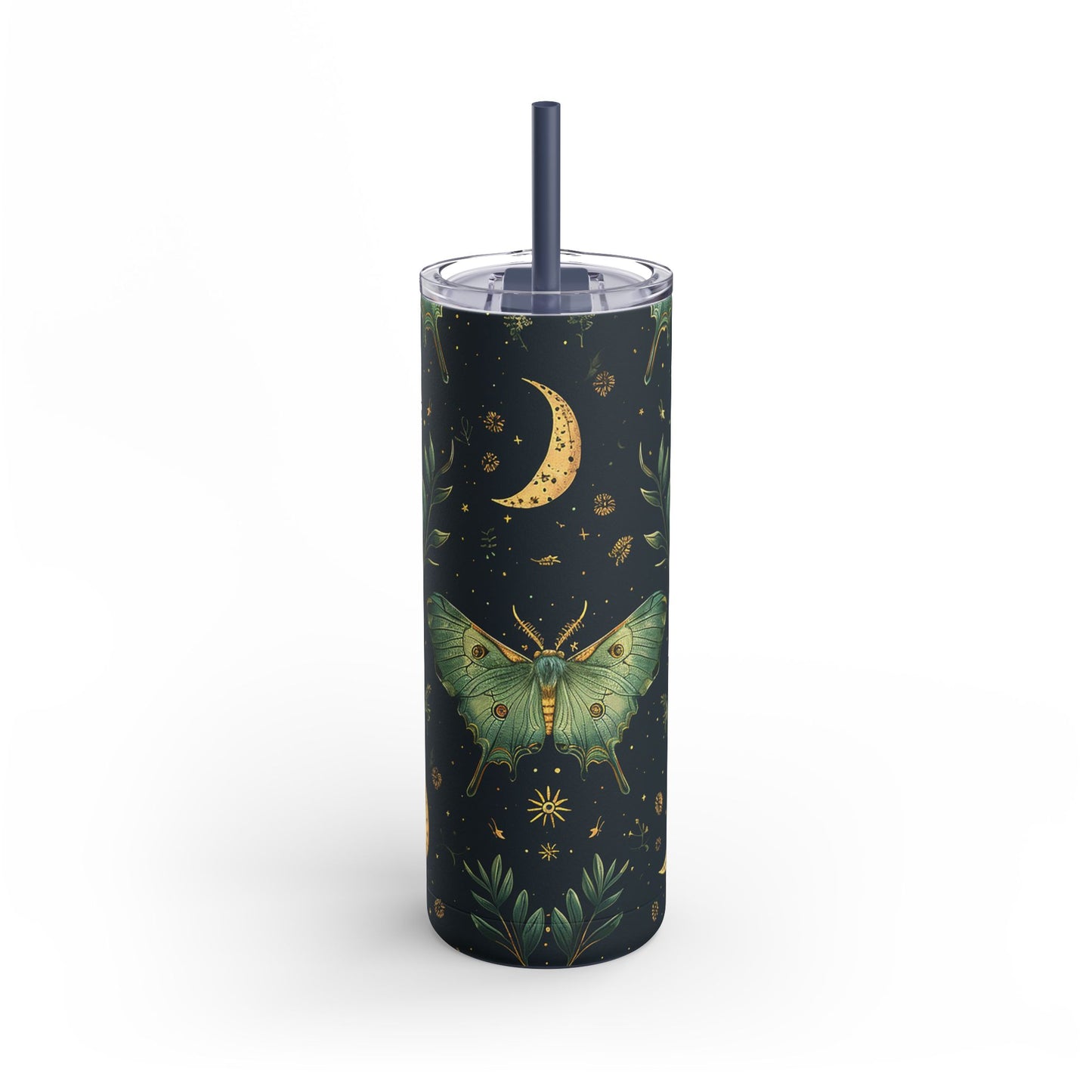 Lunar Moth Matte Skinny Tumbler – 20oz Insulated Drinkware with a Touch of Magic