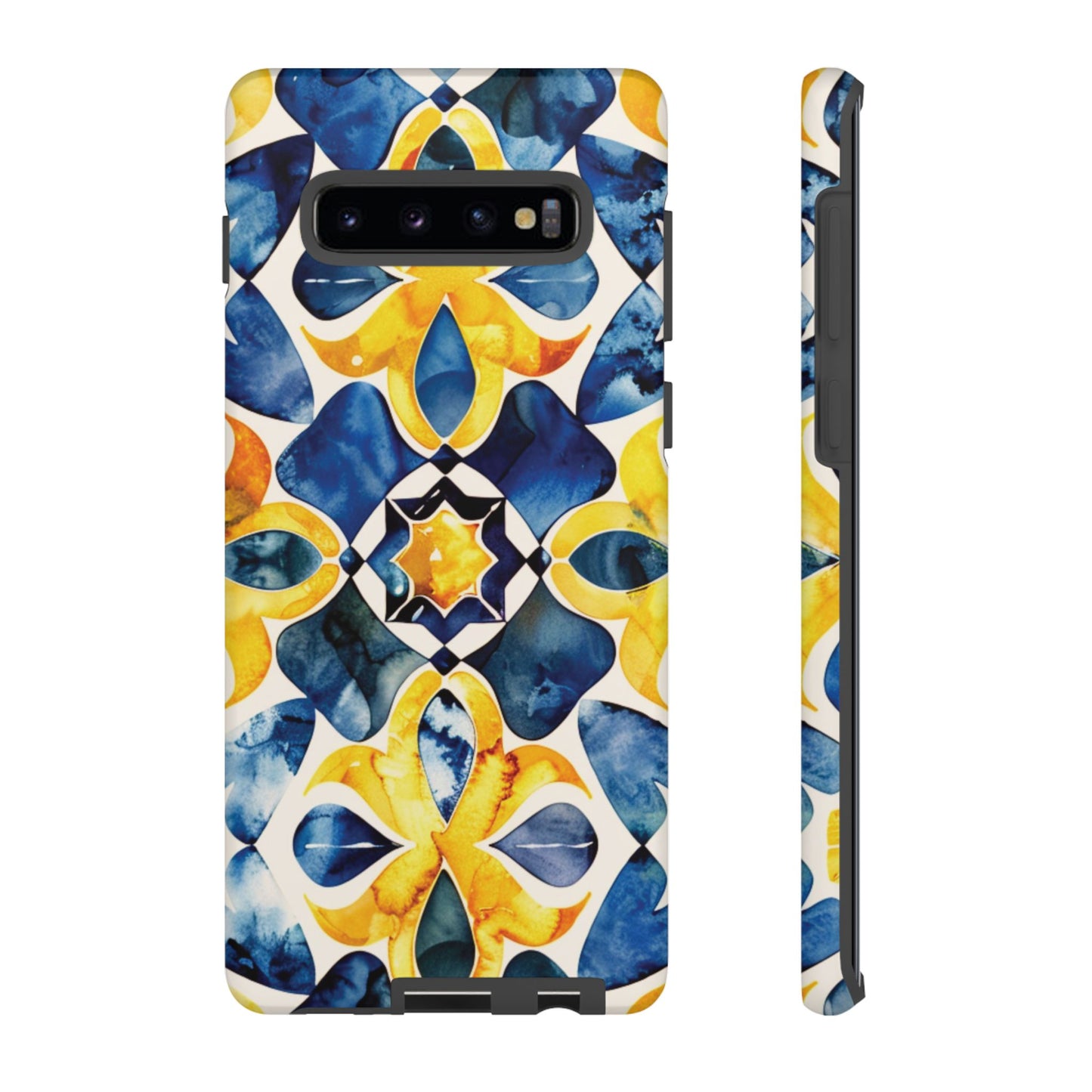 Kaleidoscope Art Phone Case - Bold Blue & Gold Geometric Design | Statement Maker Tough Case