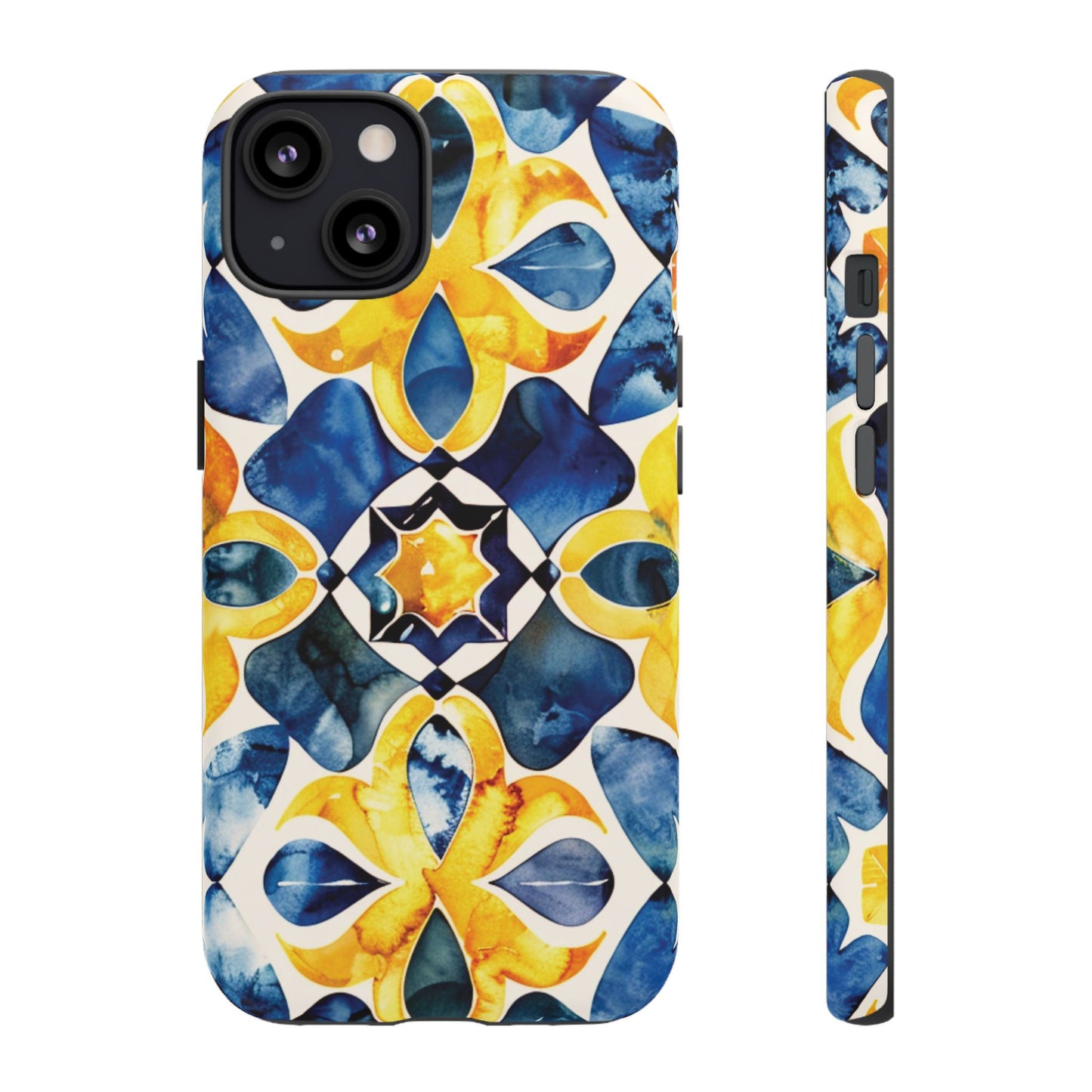 Kaleidoscope Art Phone Case - Bold Blue & Gold Geometric Design | Statement Maker Tough Case