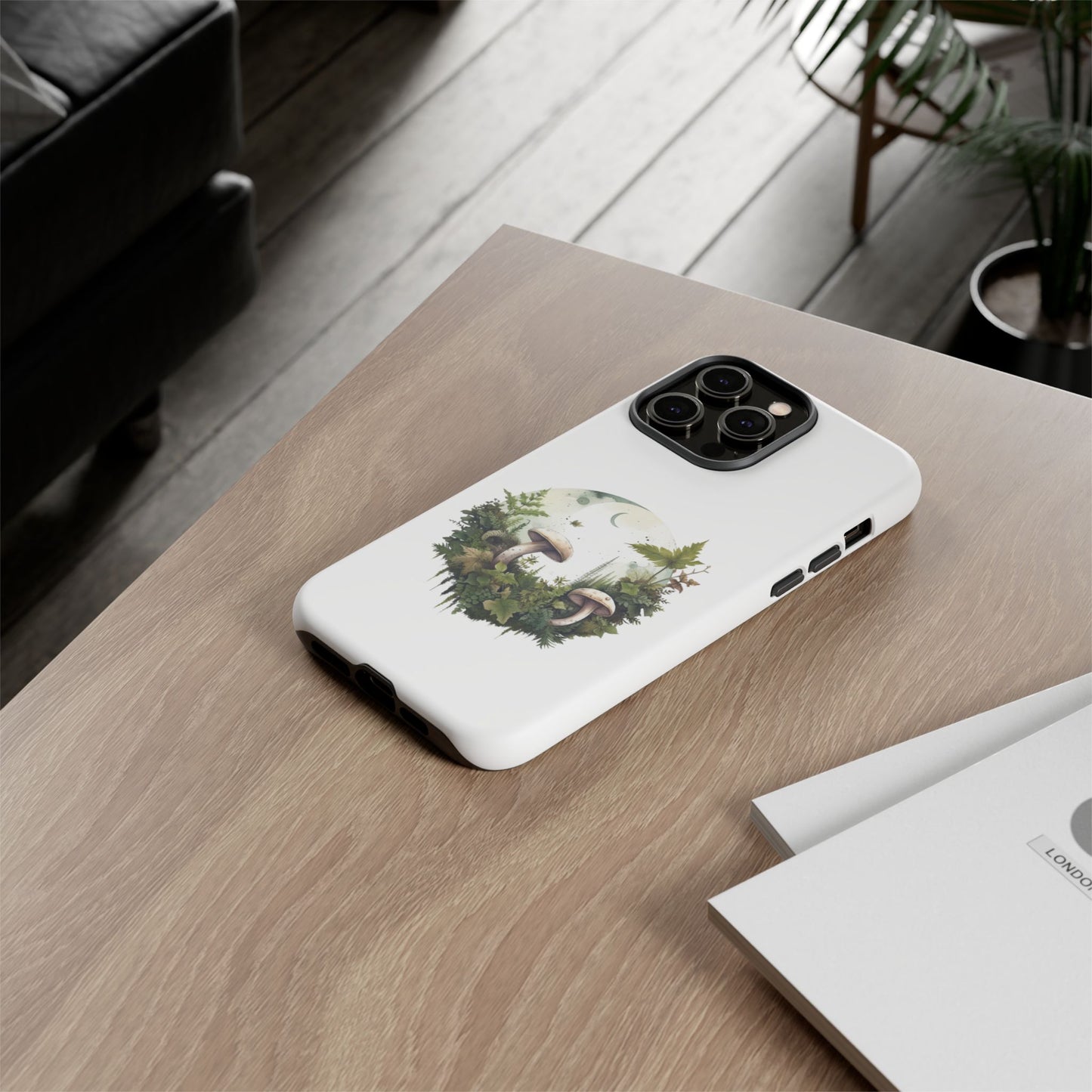 Moonlit Mushroom Tough Phone Case – Minimalist Forest Magic