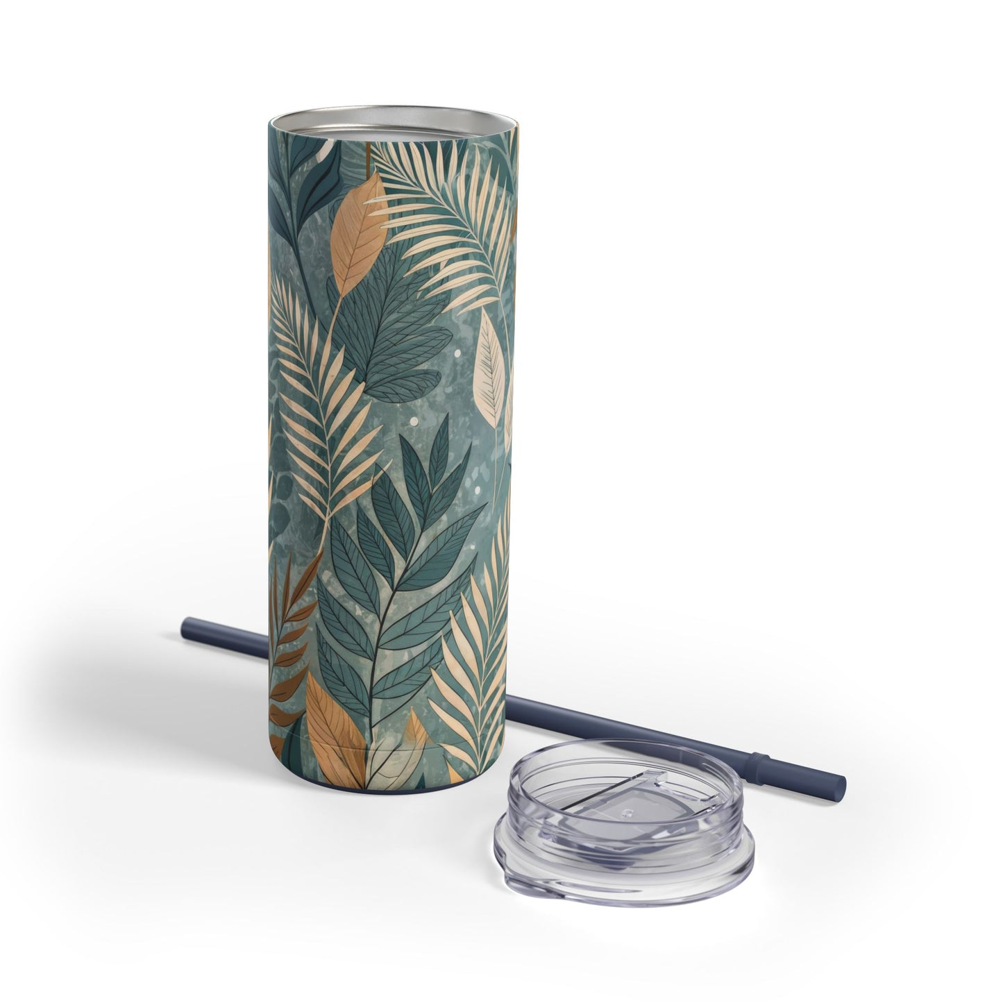 Boho Leaves Matte Skinny Tumbler – 20oz Insulated Drinkware with Plant-Lover Style