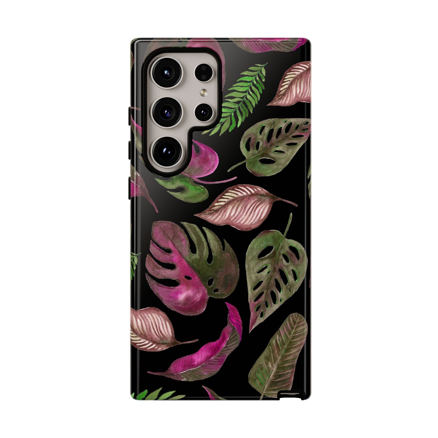 Pink & Black Tropical Leaves - Tough Case