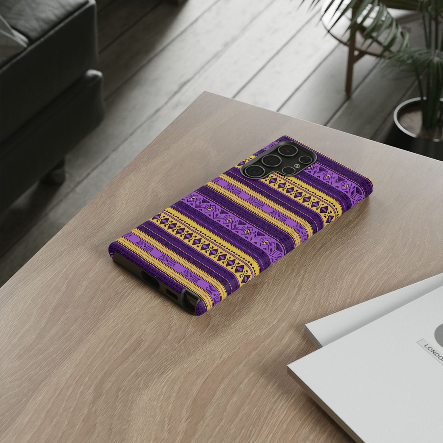 Purple & Yellow Stripes - Tough Phone Case
