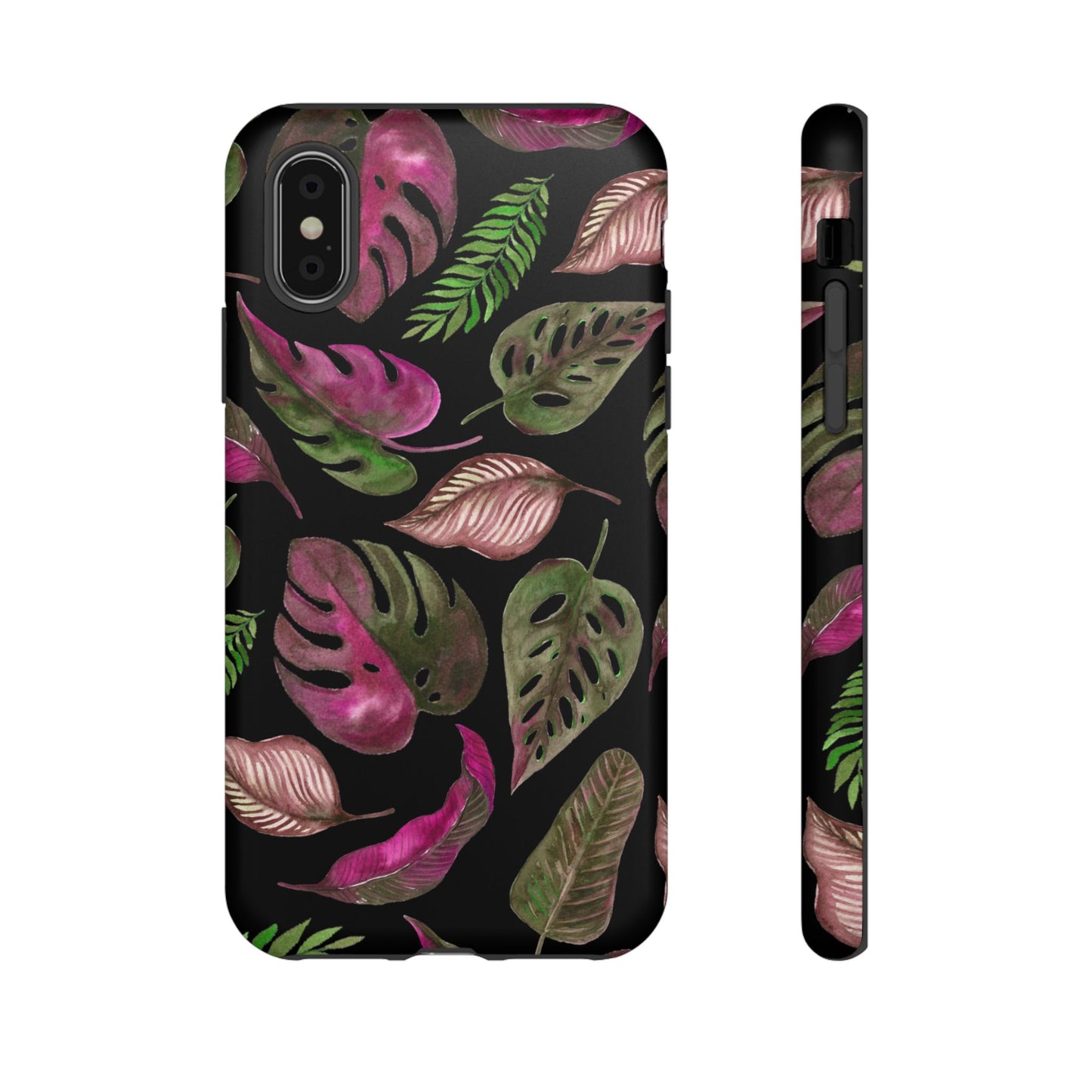 Pink & Black Tropical Leaves - Tough Case