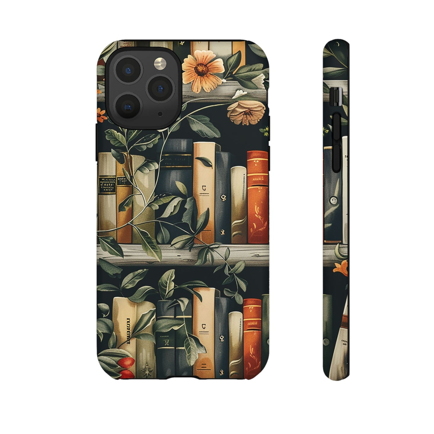 Cozy Bookshelf & Floral Tough Phone Case – Protective & Aesthetic for Book Lovers