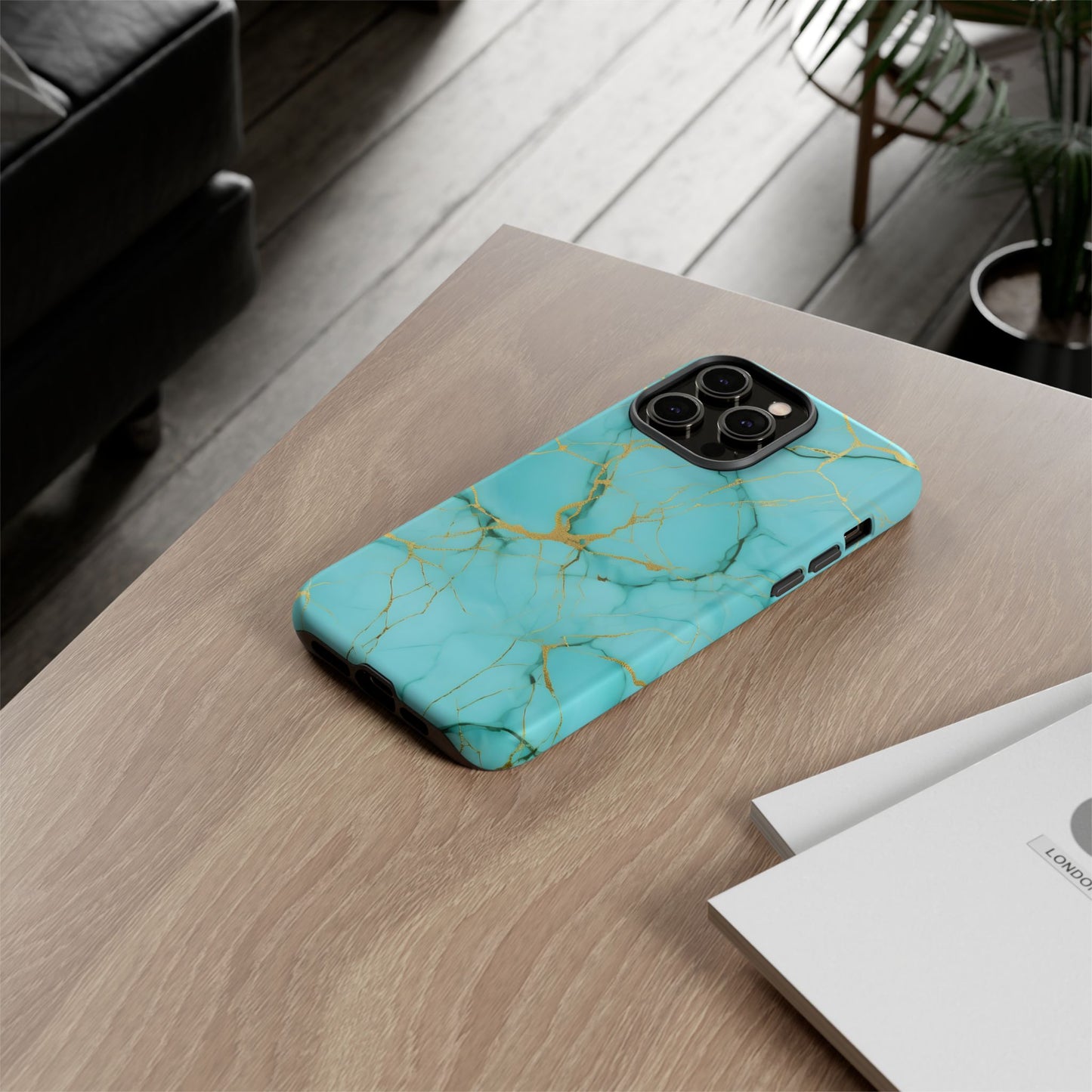 Teal Marble Tough Phone Case