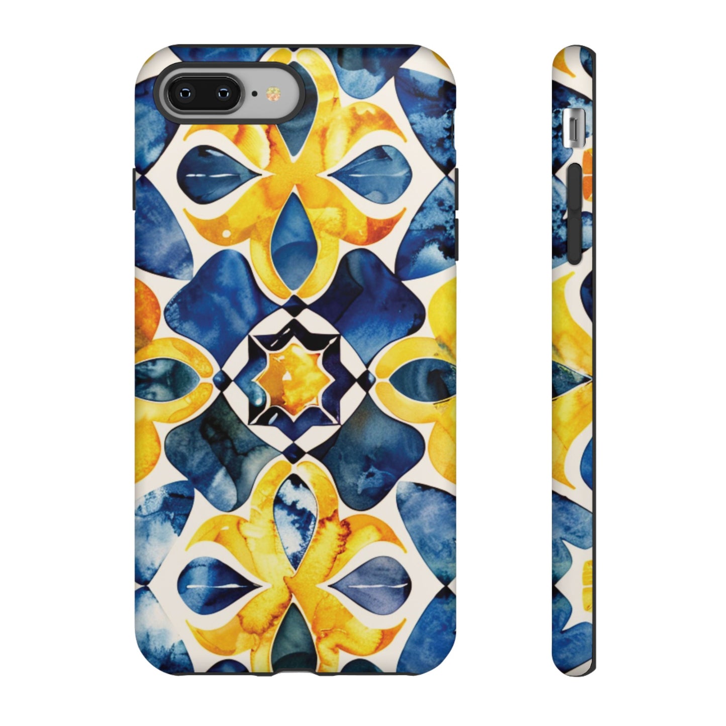 Kaleidoscope Art Phone Case - Bold Blue & Gold Geometric Design | Statement Maker Tough Case