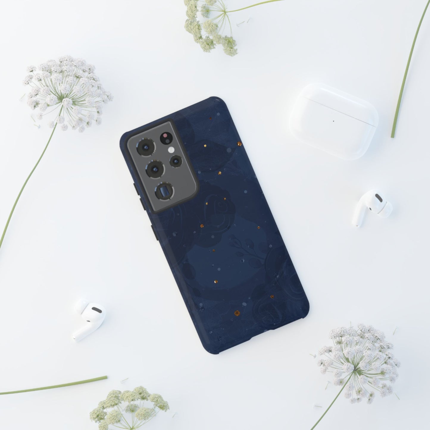 Subtle Navy Florals - Tough Phone Case