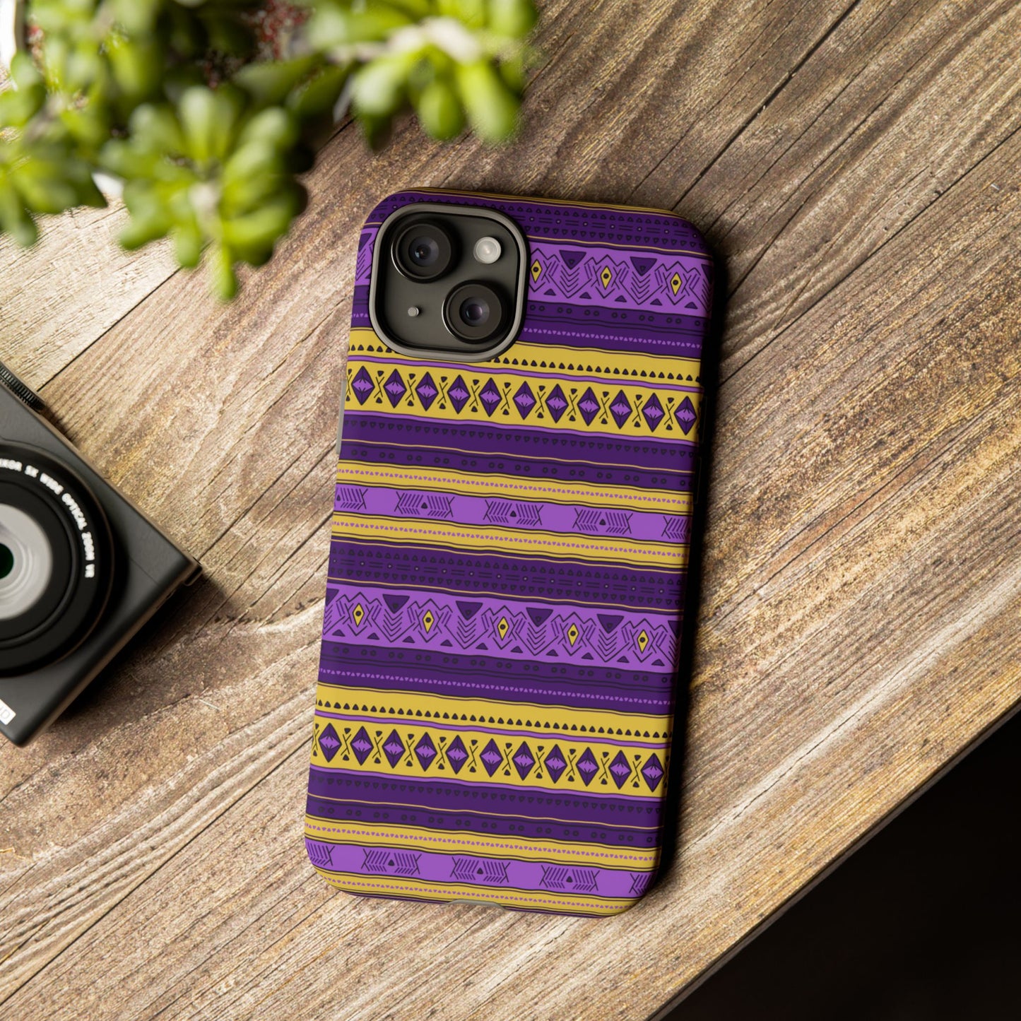 Purple & Yellow Stripes - Tough Phone Case