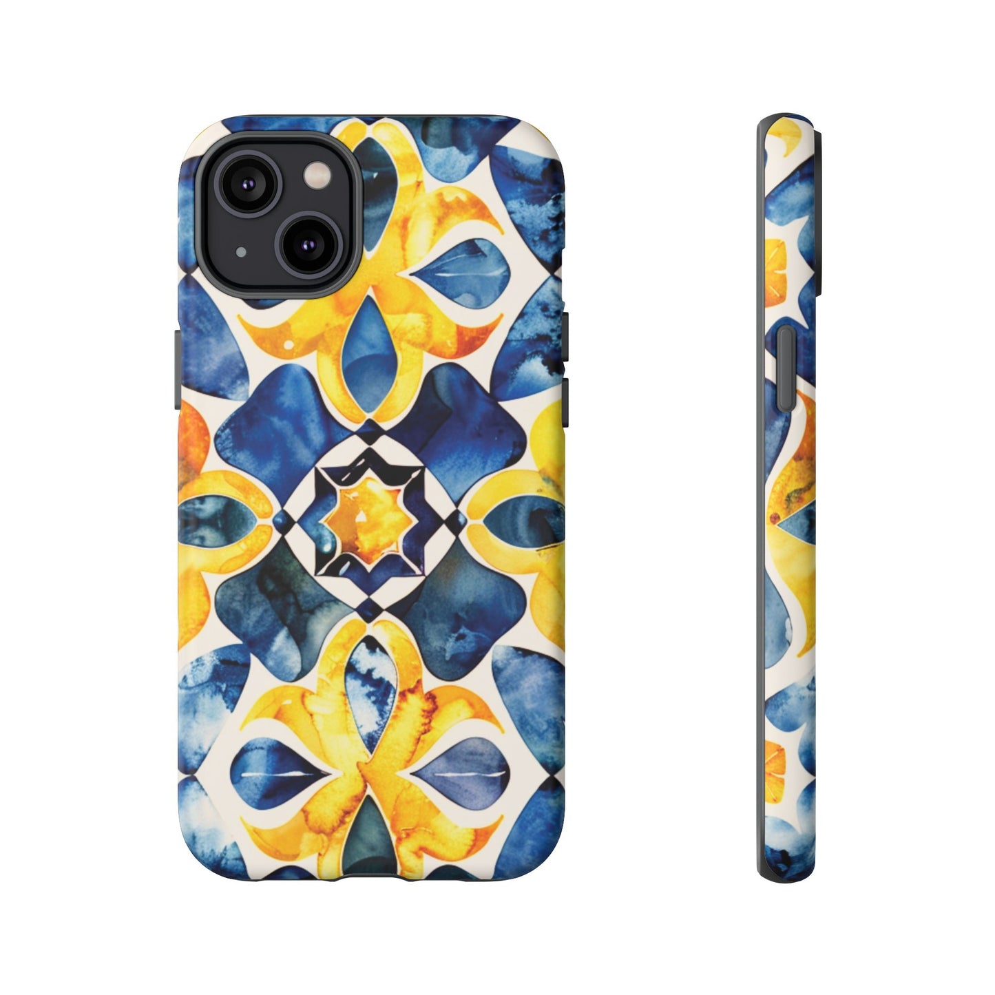 Kaleidoscope Art Phone Case - Bold Blue & Gold Geometric Design | Statement Maker Tough Case