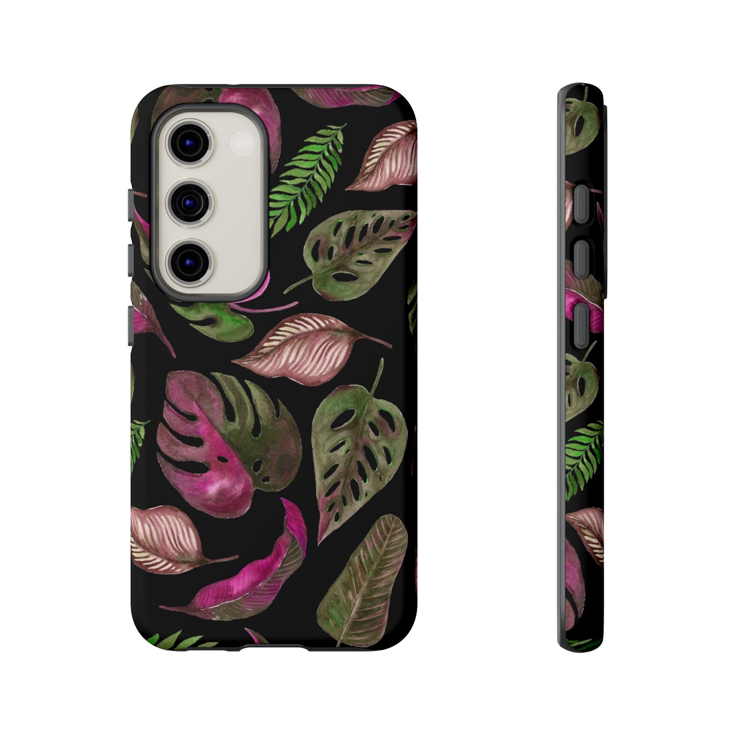 Pink & Black Tropical Leaves - Tough Case