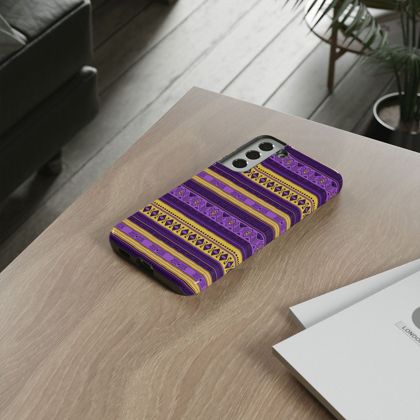 Purple & Yellow Stripes - Tough Phone Case