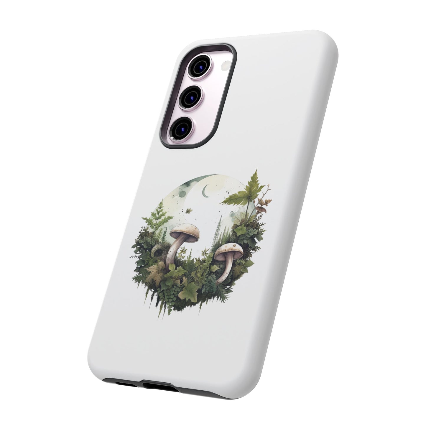 Moonlit Mushroom Tough Phone Case – Minimalist Forest Magic