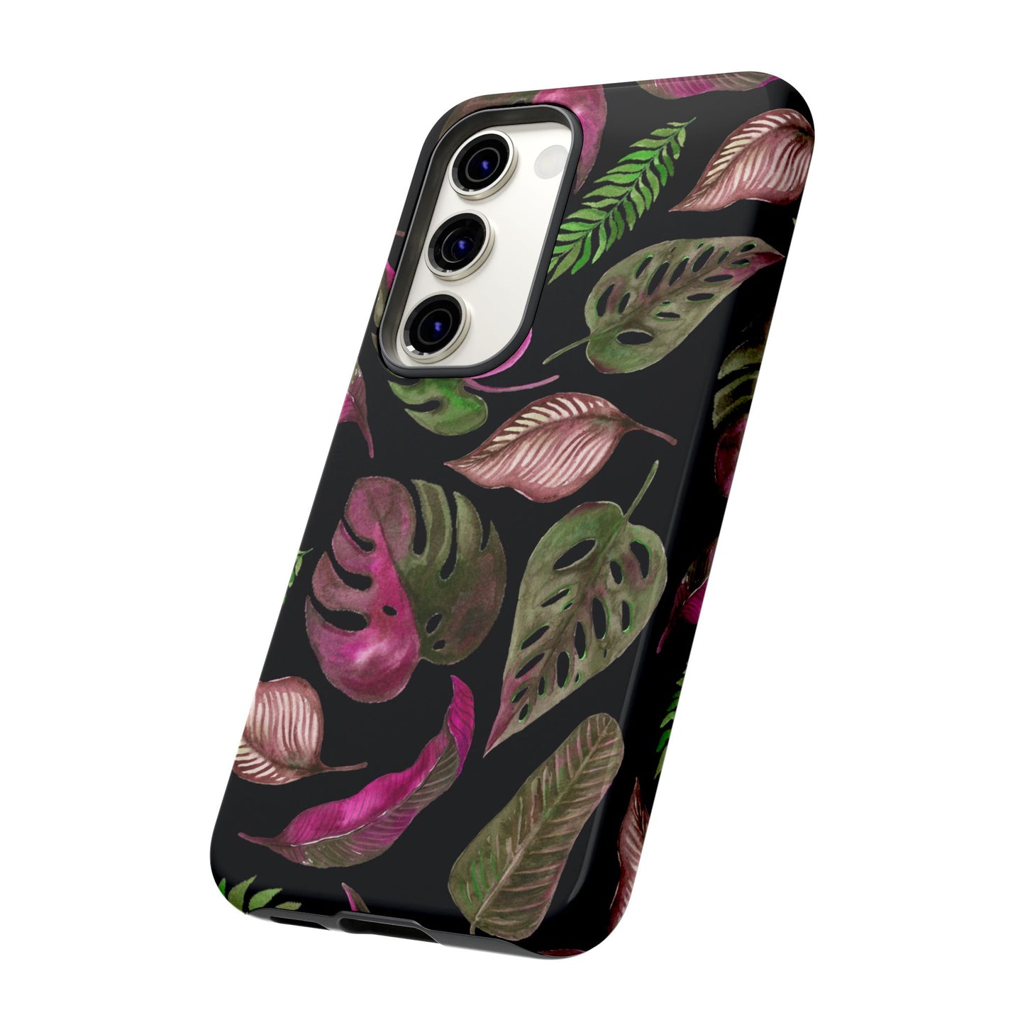 Pink & Black Tropical Leaves - Tough Case