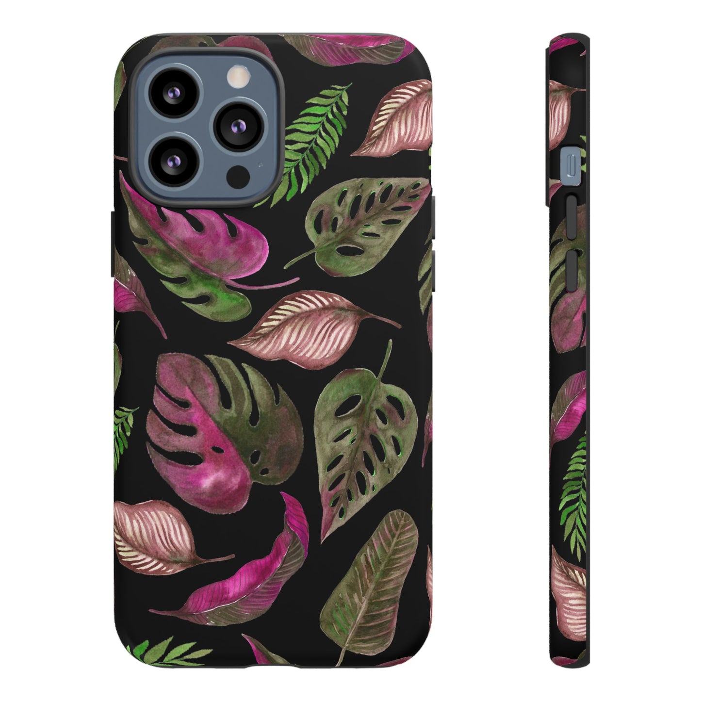 Pink & Black Tropical Leaves - Tough Case