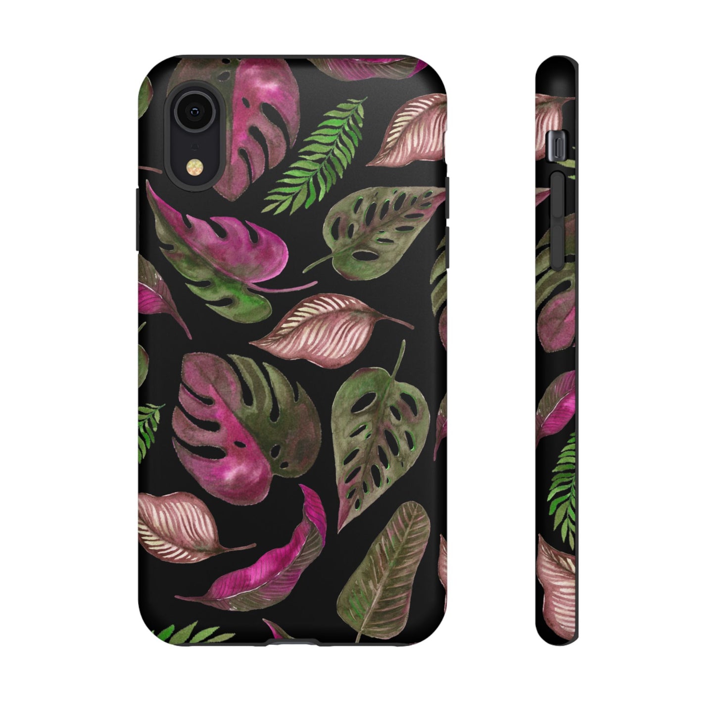 Pink & Black Tropical Leaves - Tough Case