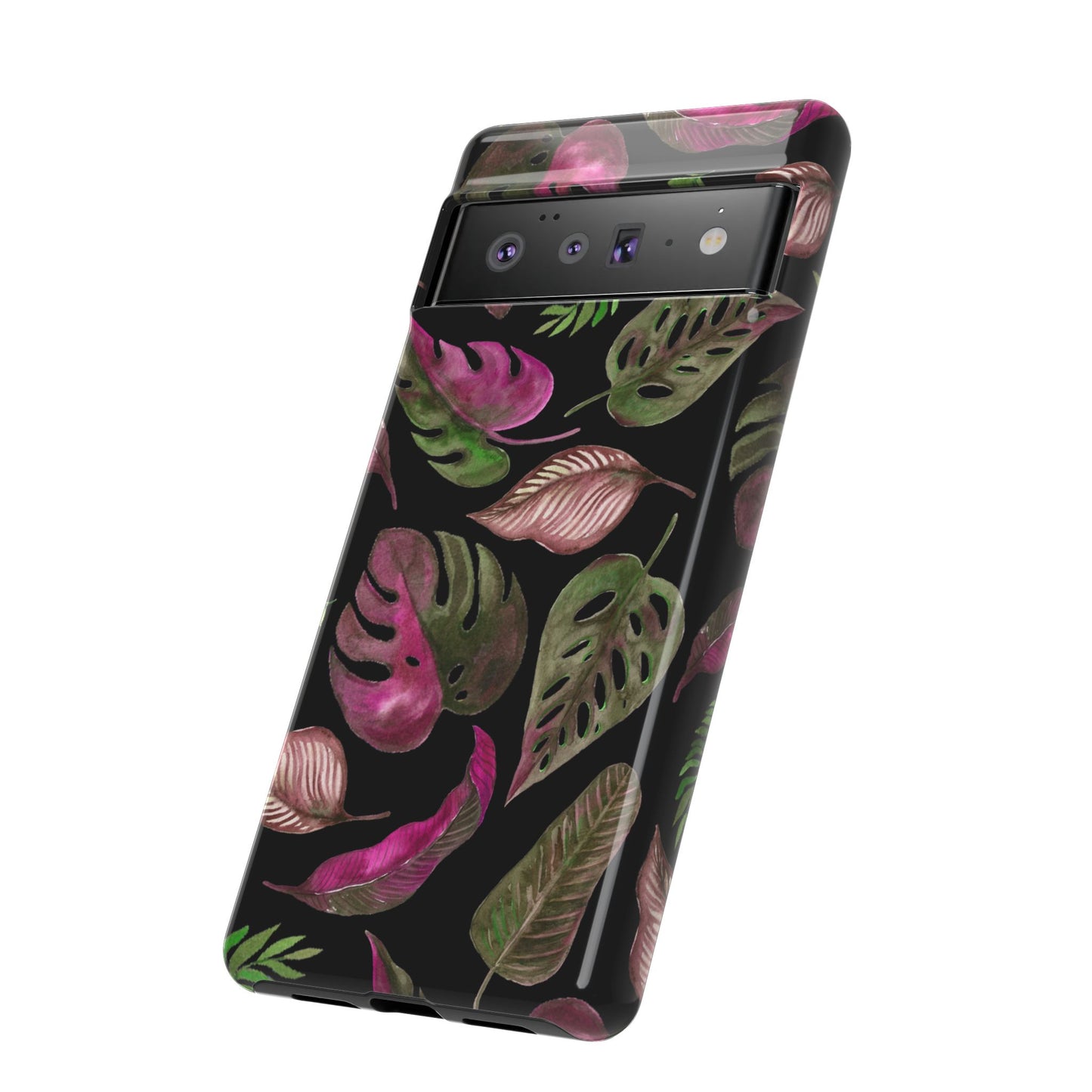 Pink & Black Tropical Leaves - Tough Case