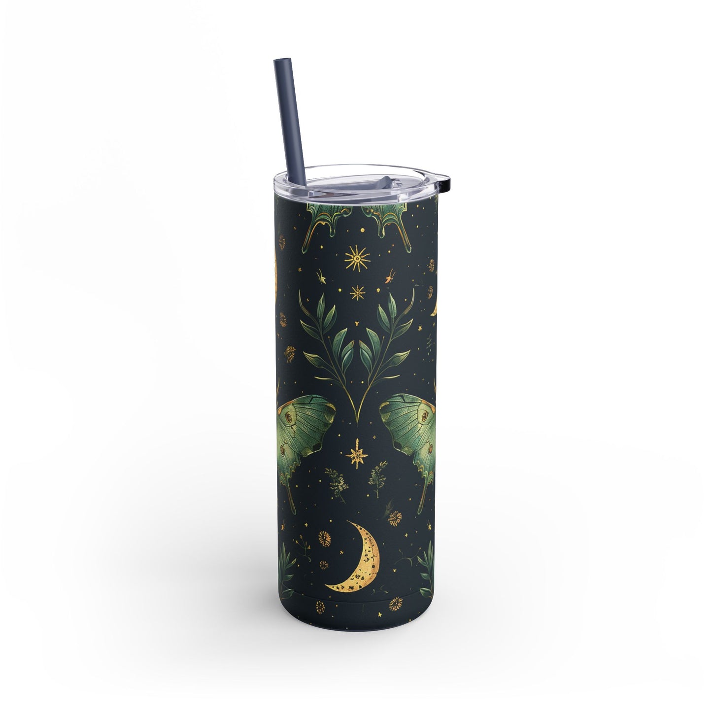 Lunar Moth Matte Skinny Tumbler – 20oz Insulated Drinkware with a Touch of Magic