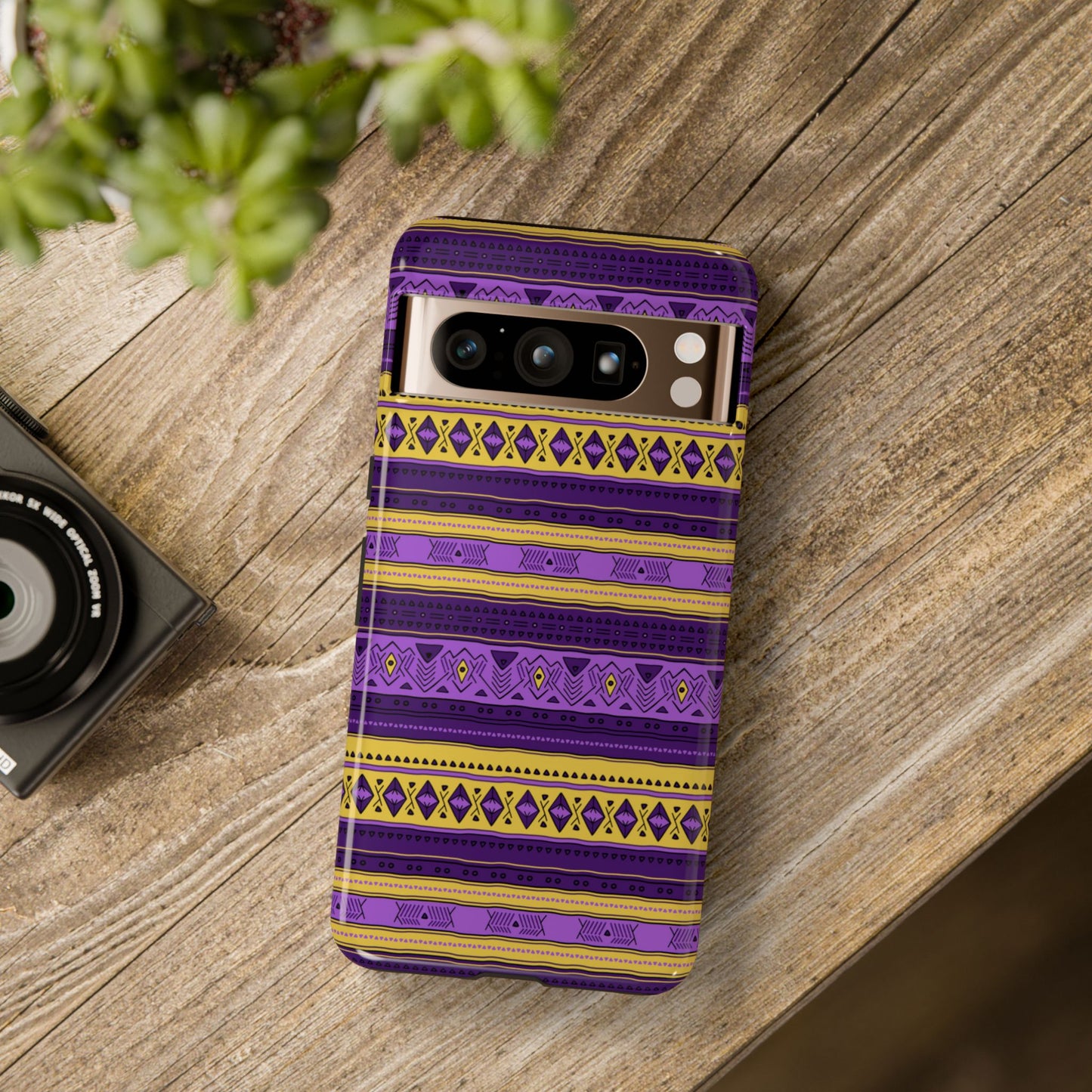 Purple & Yellow Stripes - Tough Phone Case