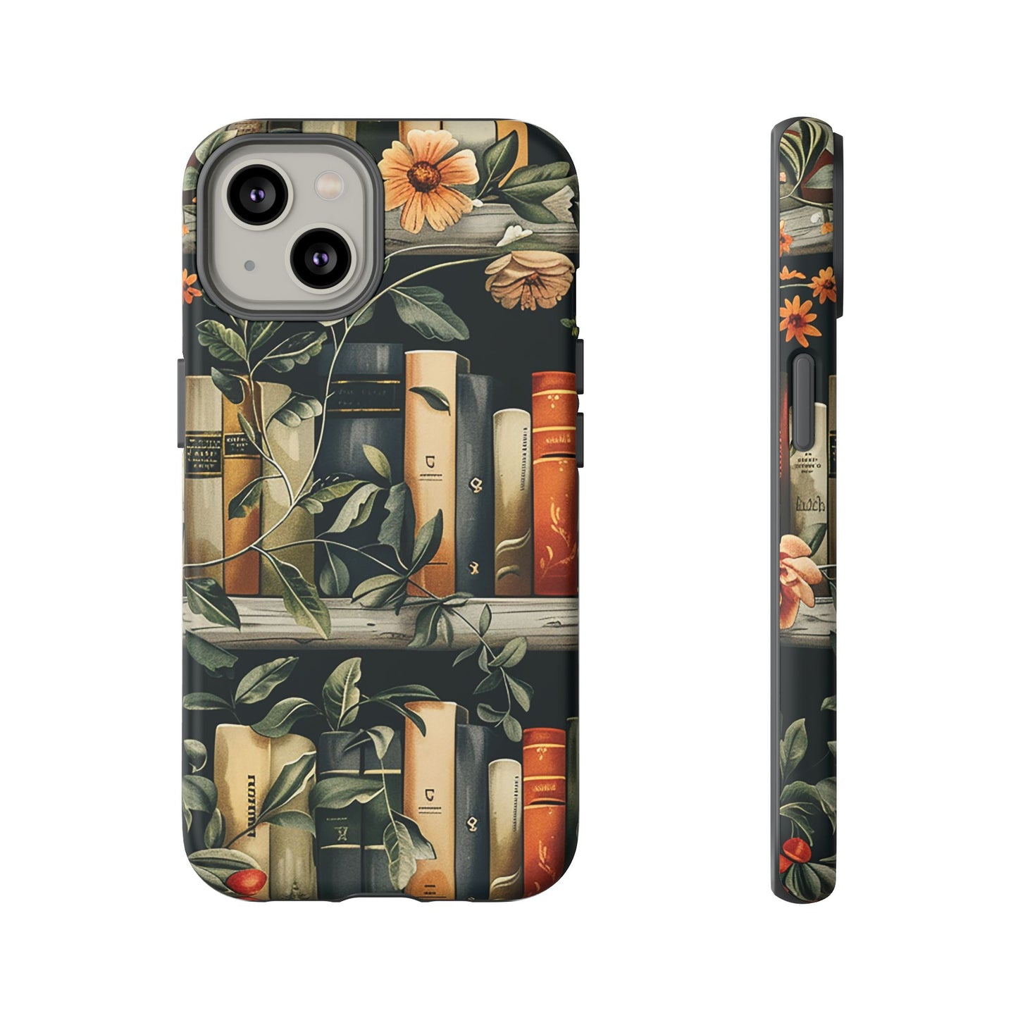 Cozy Bookshelf & Floral Tough Phone Case – Protective & Aesthetic for Book Lovers