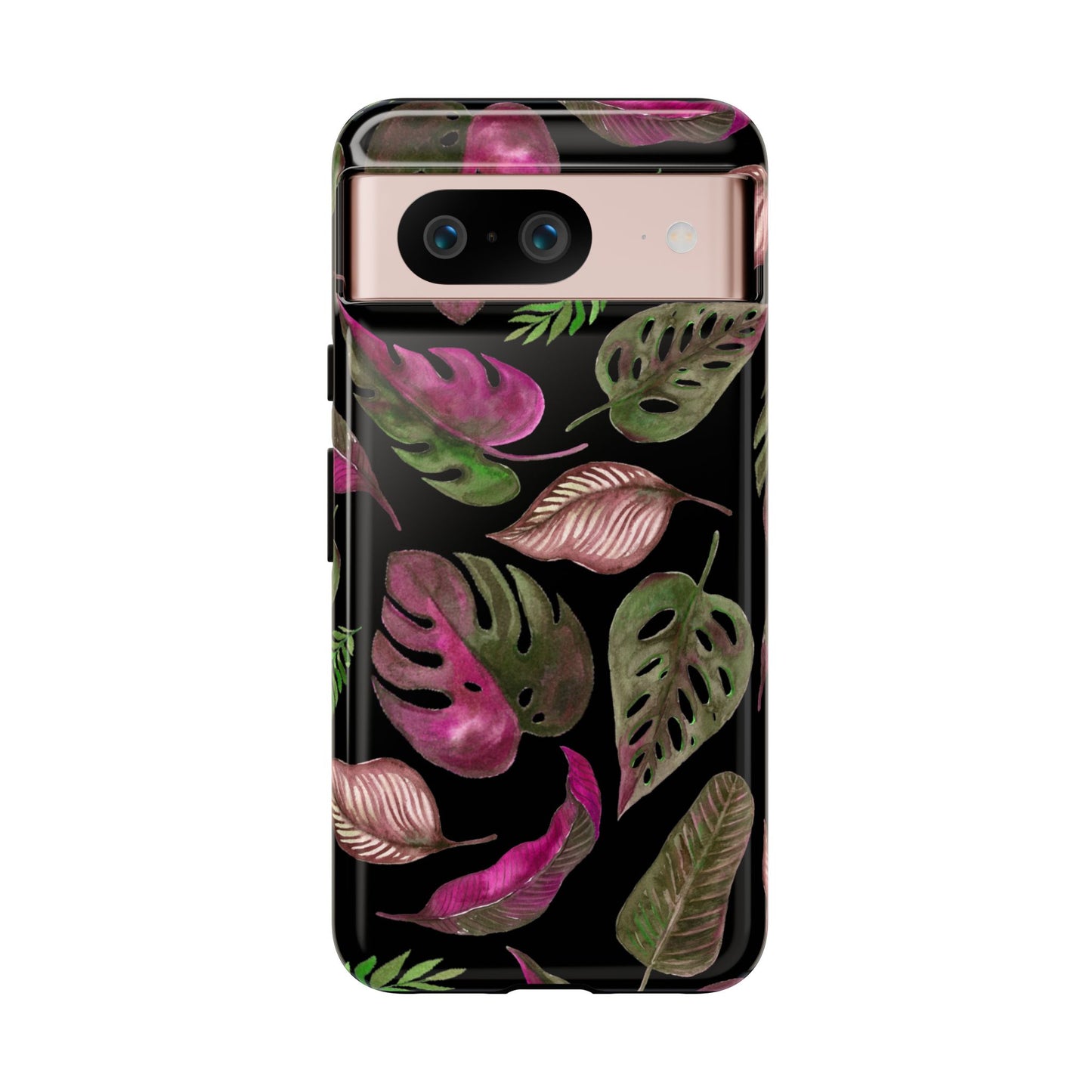 Pink & Black Tropical Leaves - Tough Case