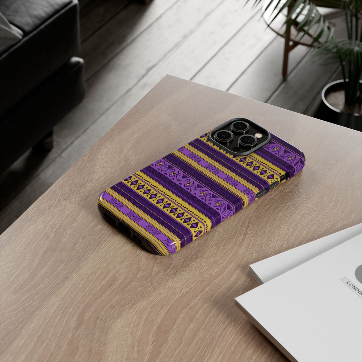 Purple & Yellow Stripes - Tough Phone Case