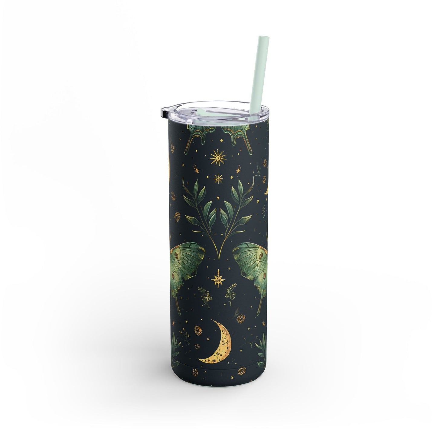 Lunar Moth Matte Skinny Tumbler – 20oz Insulated Drinkware with a Touch of Magic
