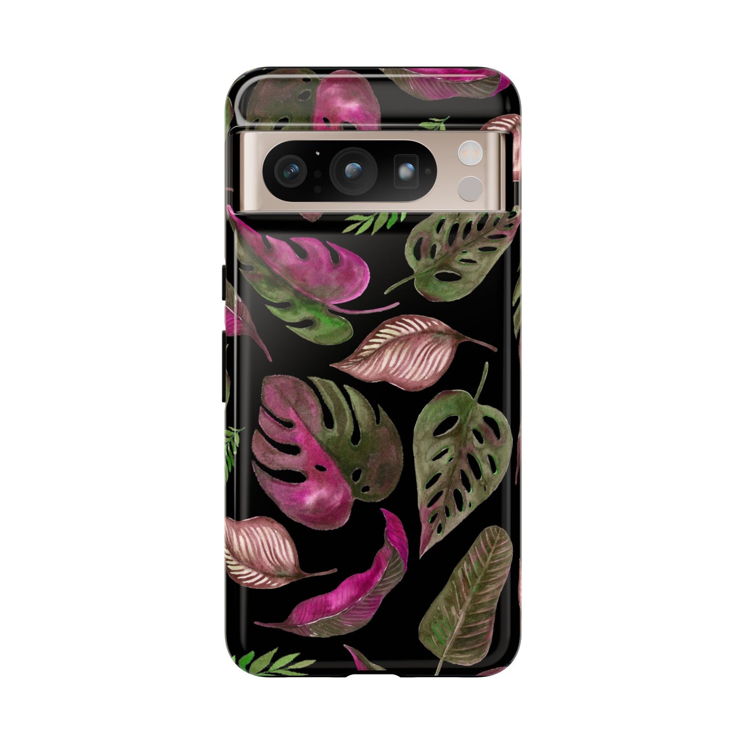 Pink & Black Tropical Leaves - Tough Case