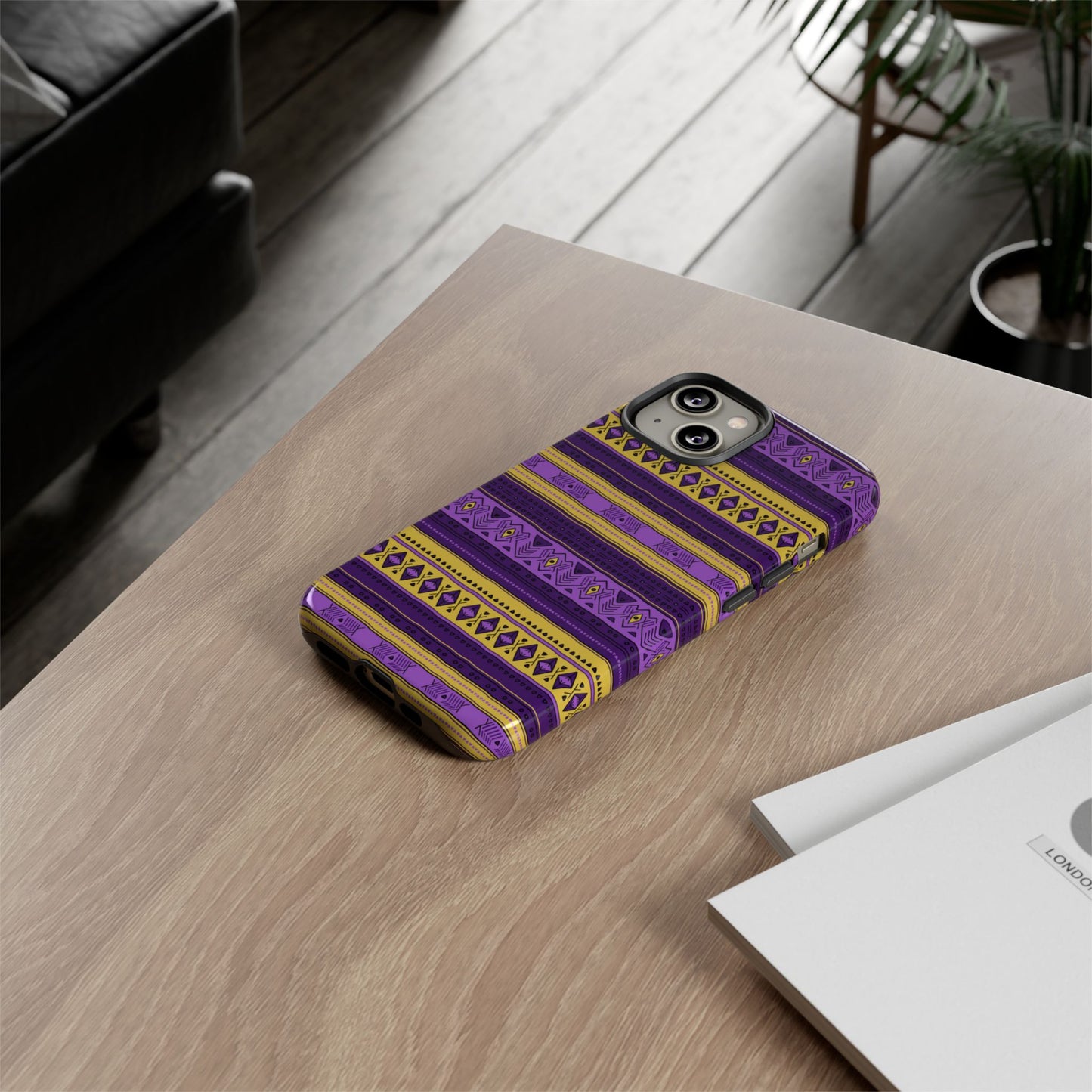 Purple & Yellow Stripes - Tough Phone Case