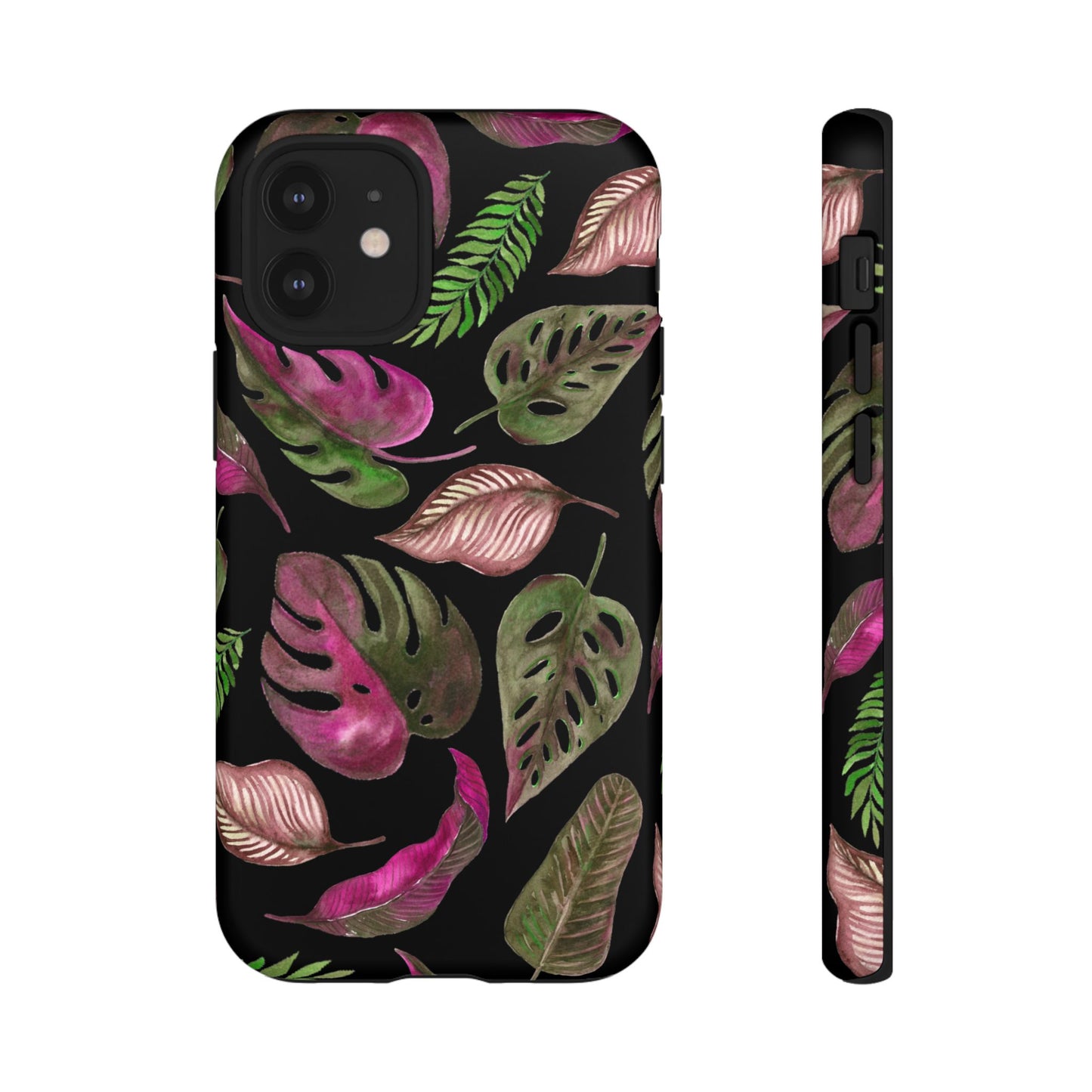 Pink & Black Tropical Leaves - Tough Case