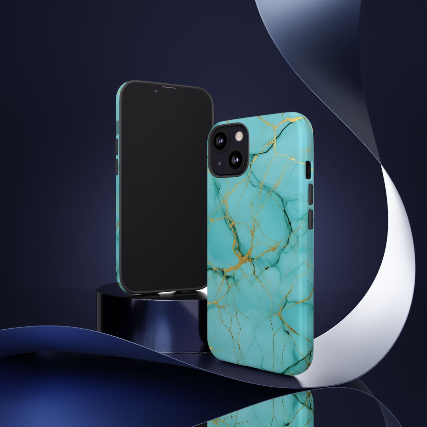 Teal Marble Tough Phone Case