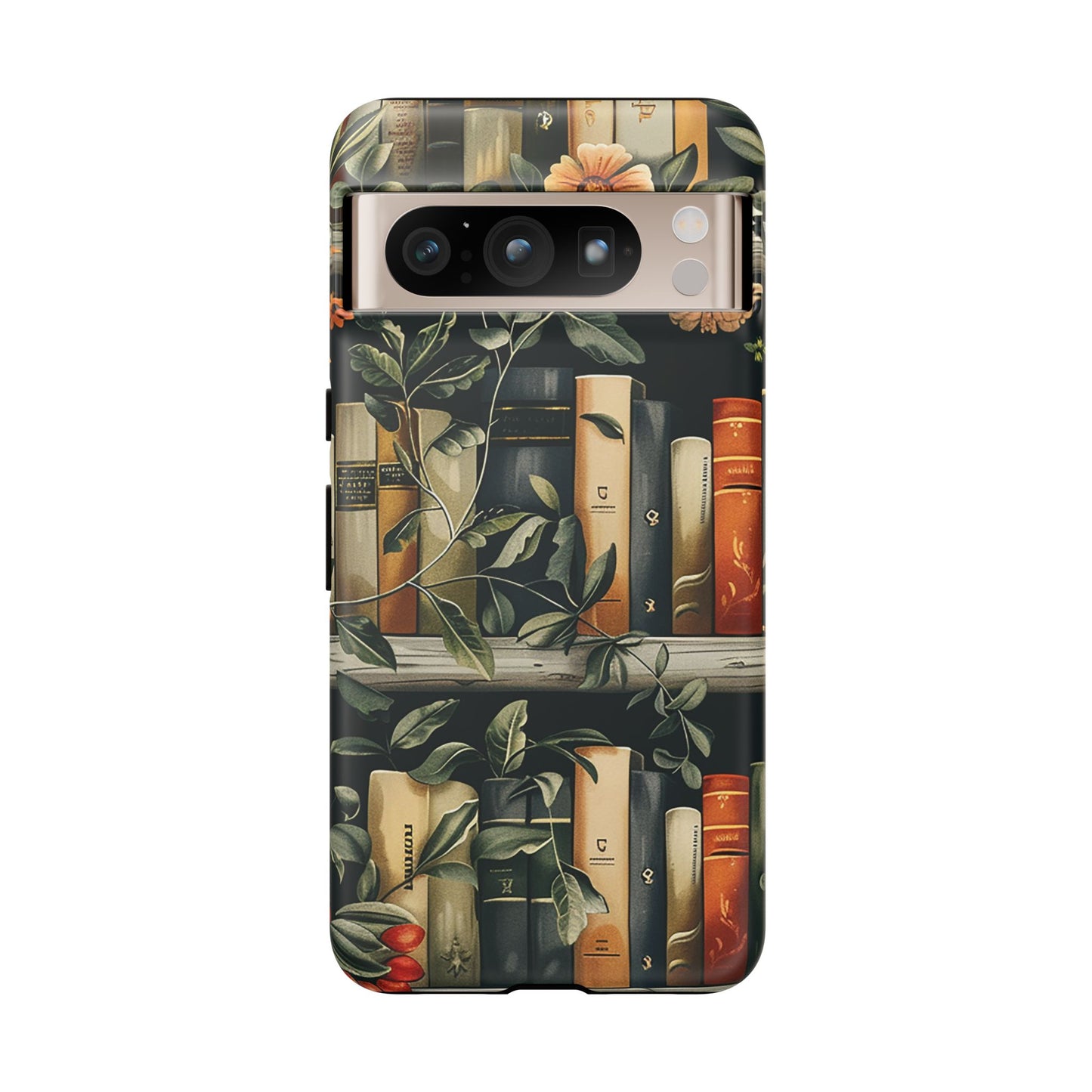 Cozy Bookshelf & Floral Tough Phone Case – Protective & Aesthetic for Book Lovers