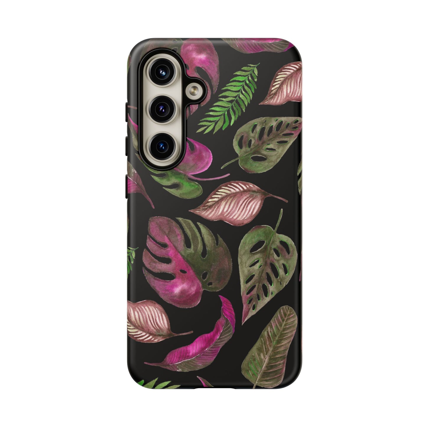 Pink & Black Tropical Leaves - Tough Case