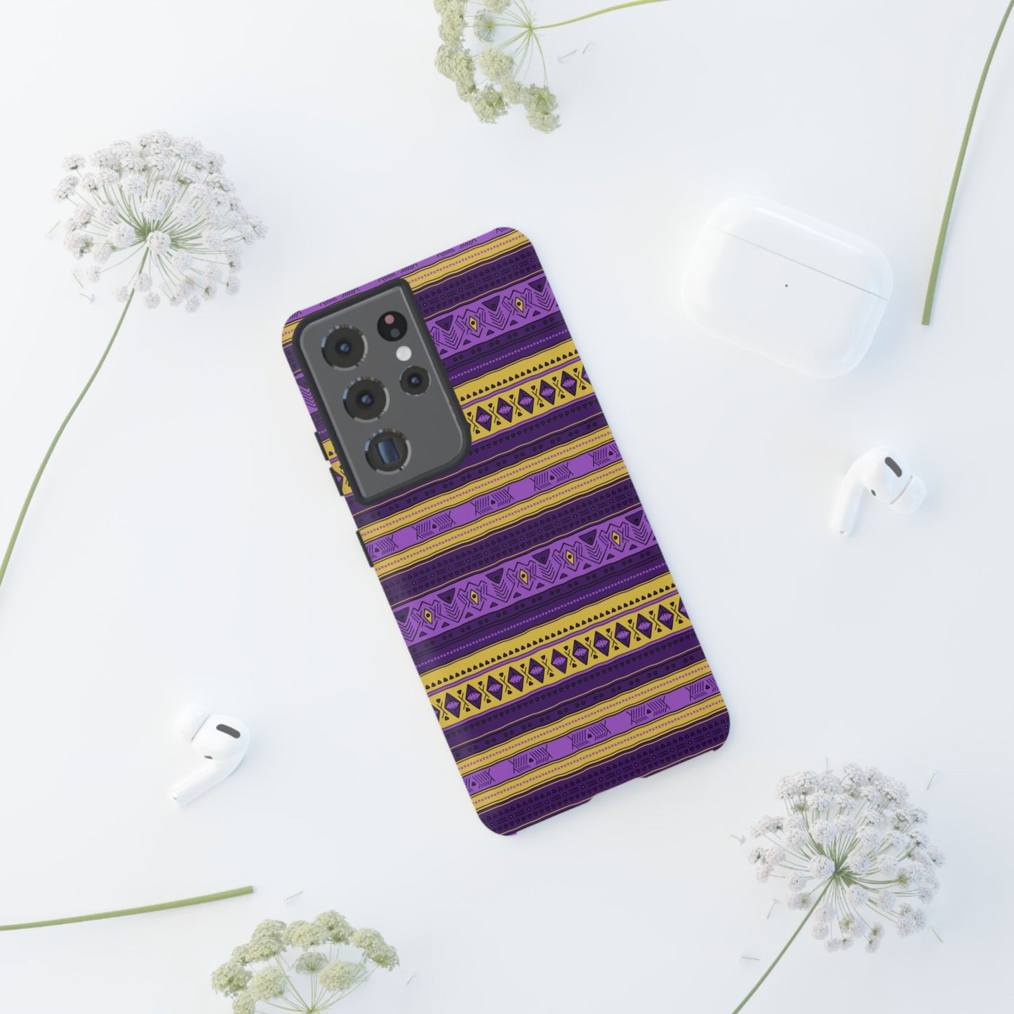 Purple & Yellow Stripes - Tough Phone Case
