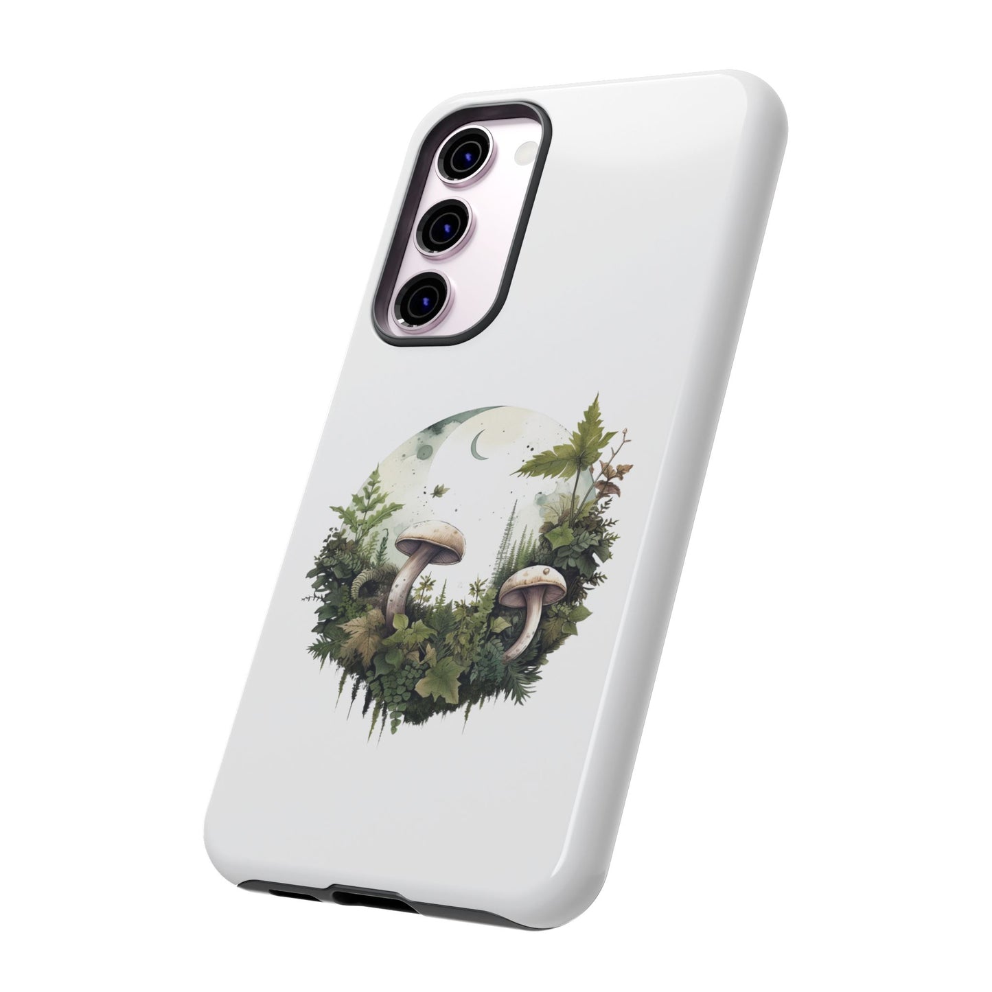 Moonlit Mushroom Tough Phone Case – Minimalist Forest Magic