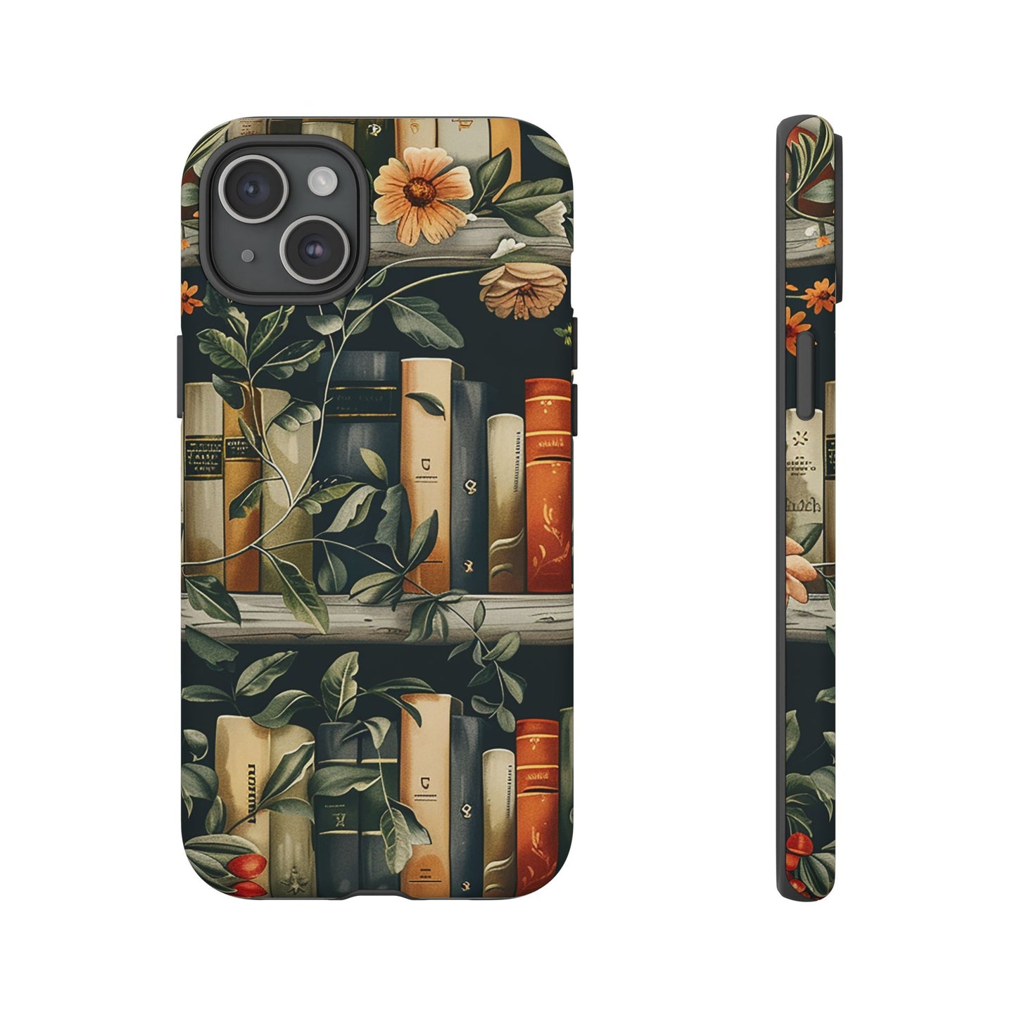 Cozy Bookshelf & Floral Tough Phone Case – Protective & Aesthetic for Book Lovers