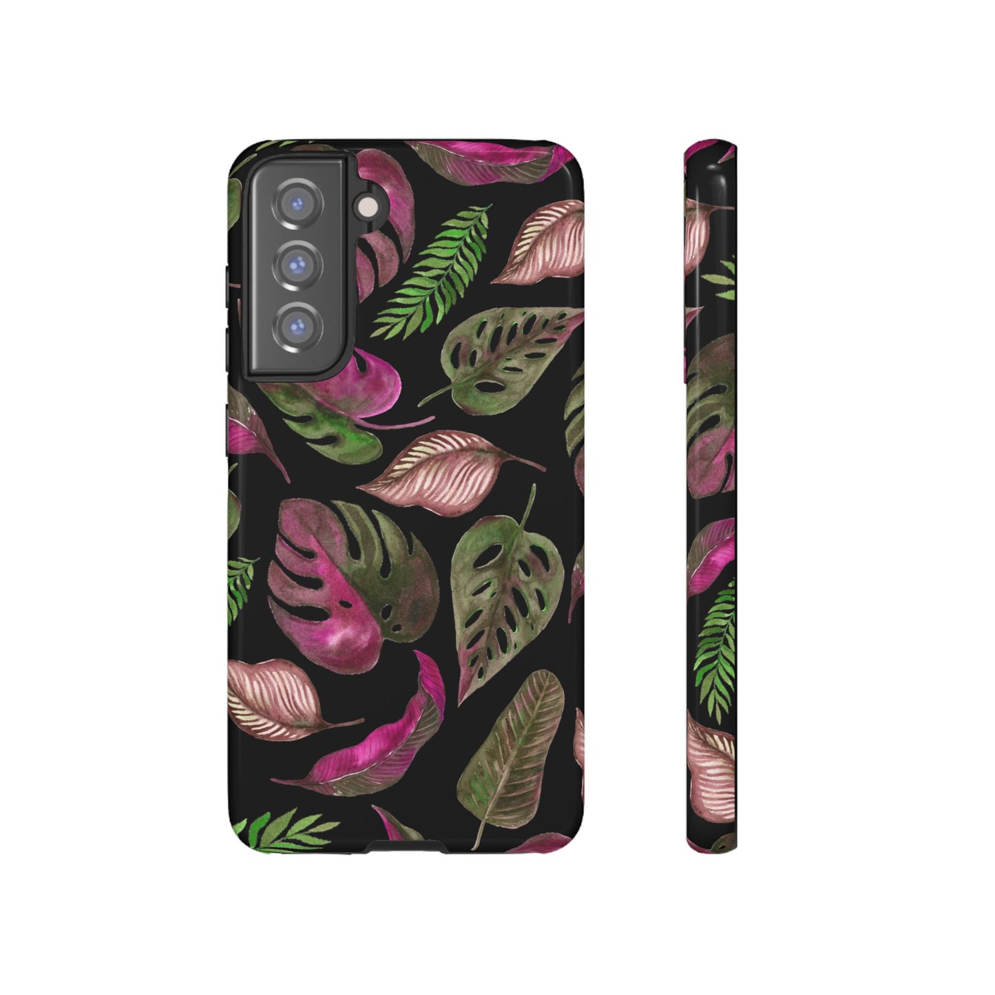 Pink & Black Tropical Leaves - Tough Case